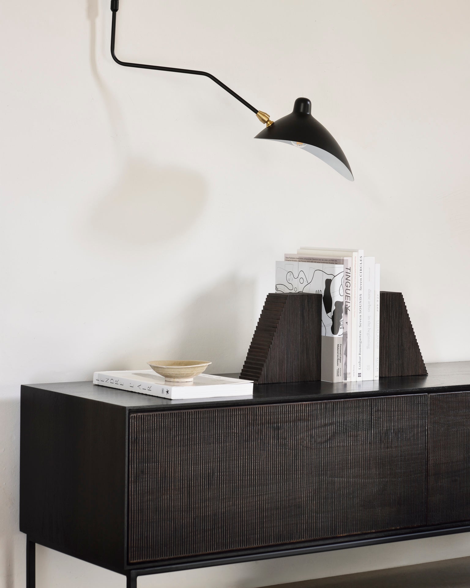 Grooves Dark Brown Mahogany Bookends, Set Of 2