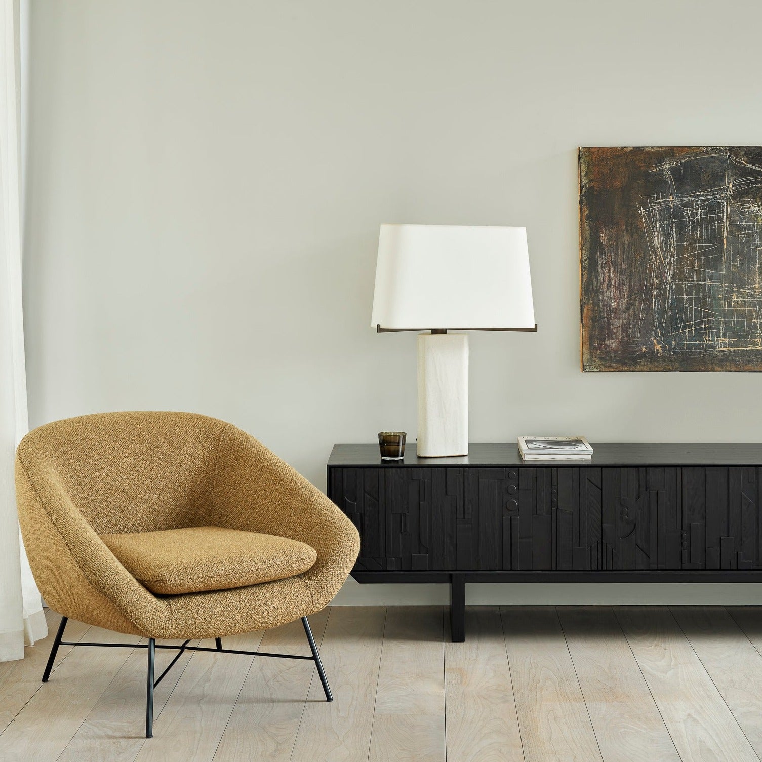 Mosaic Black Teak Media Console, 95.5"