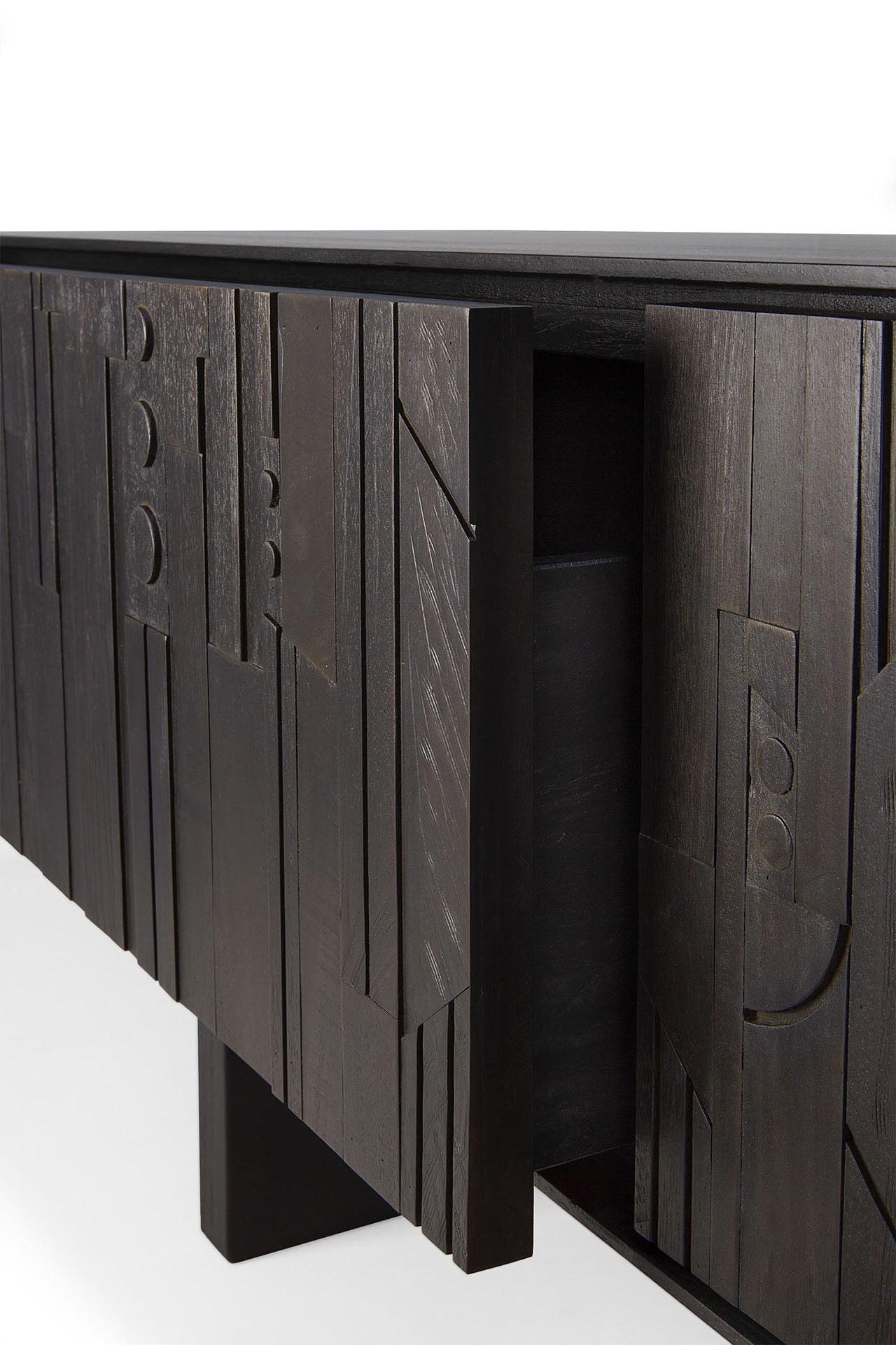 Mosaic Black Teak Media Console, 63"
