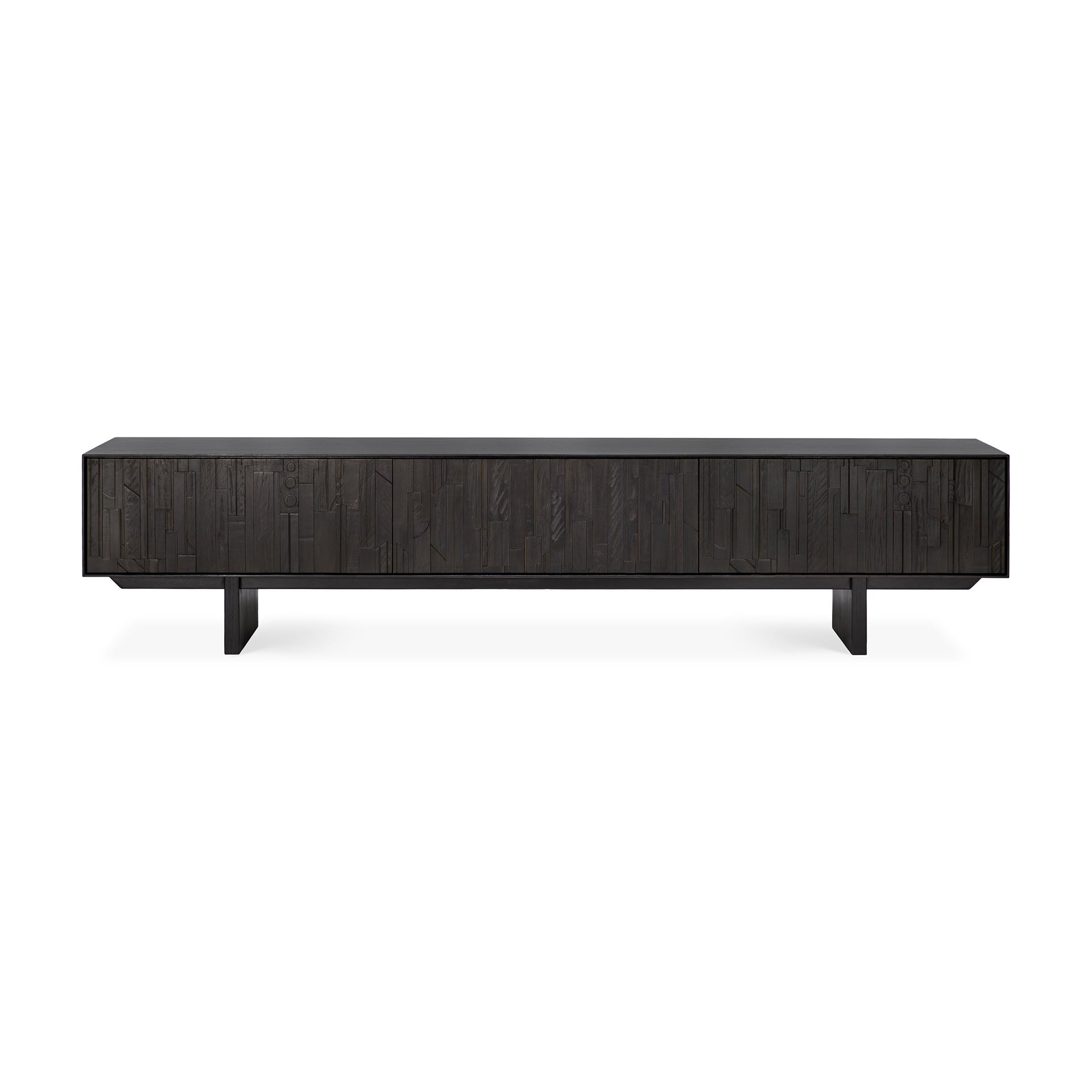 Mosaic Black Teak Media Console, 95.5"