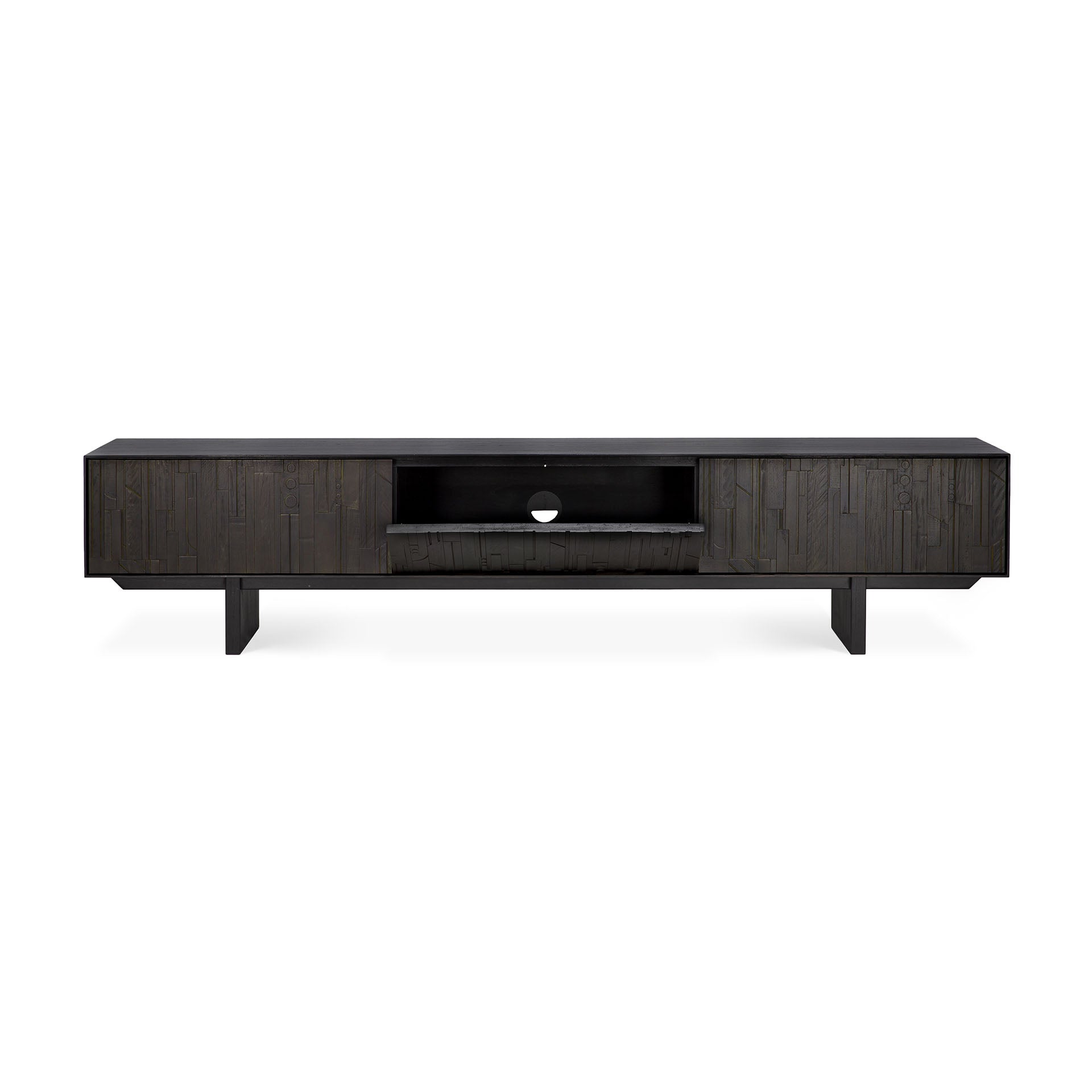 Mosaic Black Teak Media Console, 95.5"