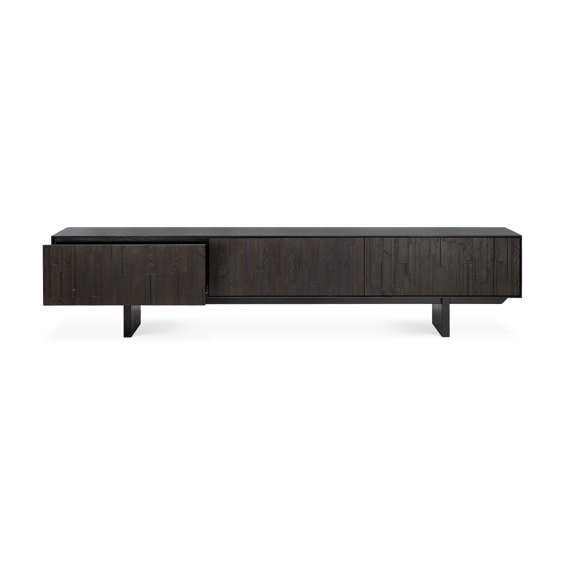 Mosaic Black Teak Media Console, 95.5"