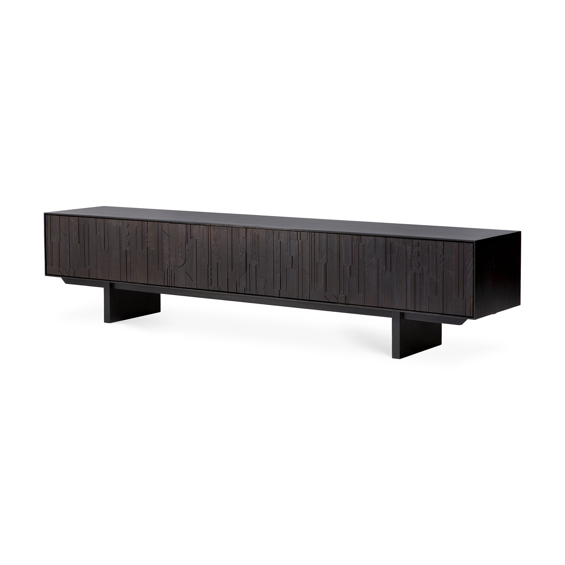 Mosaic Black Teak Media Console, 95.5"