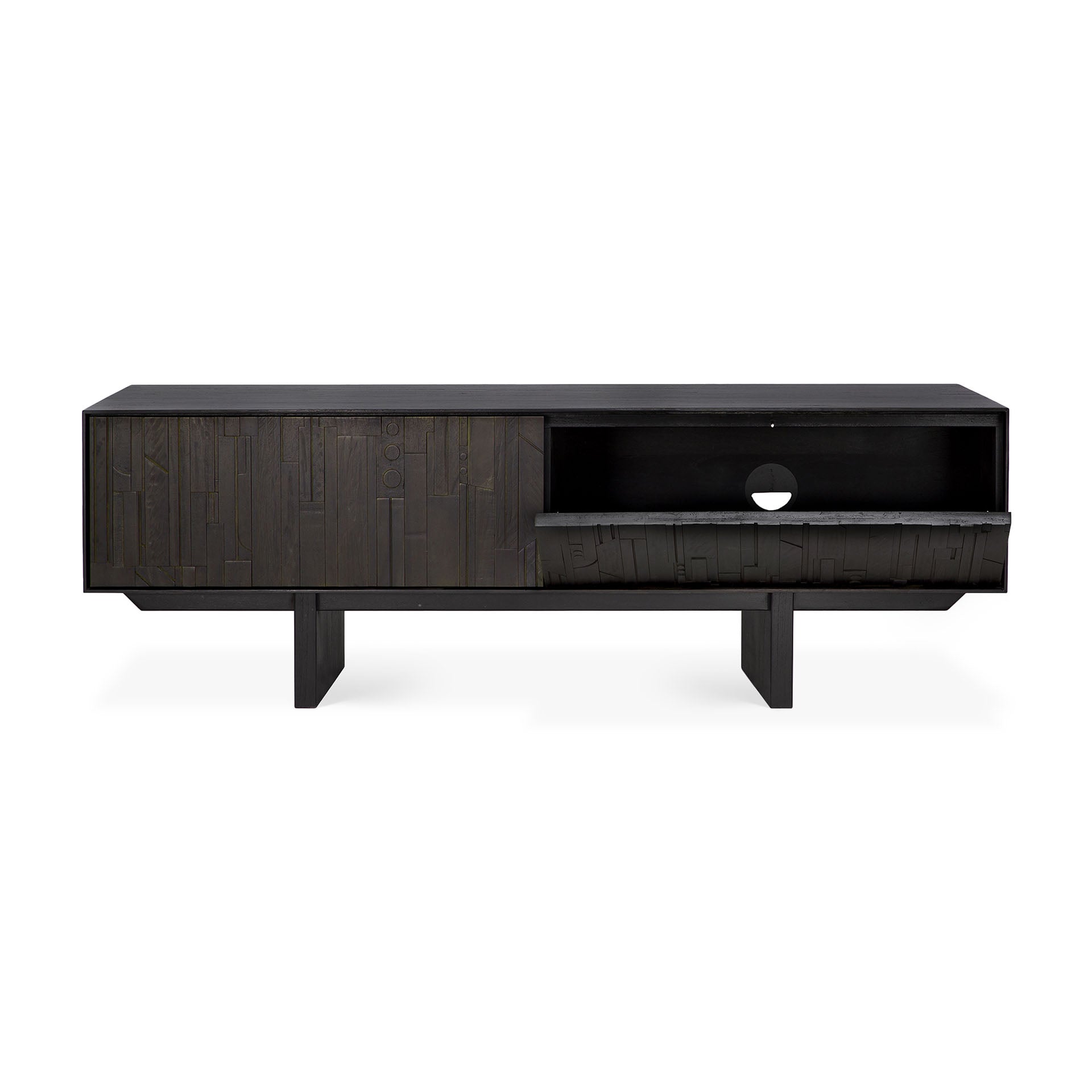 Mosaic Black Teak Media Console, 63"