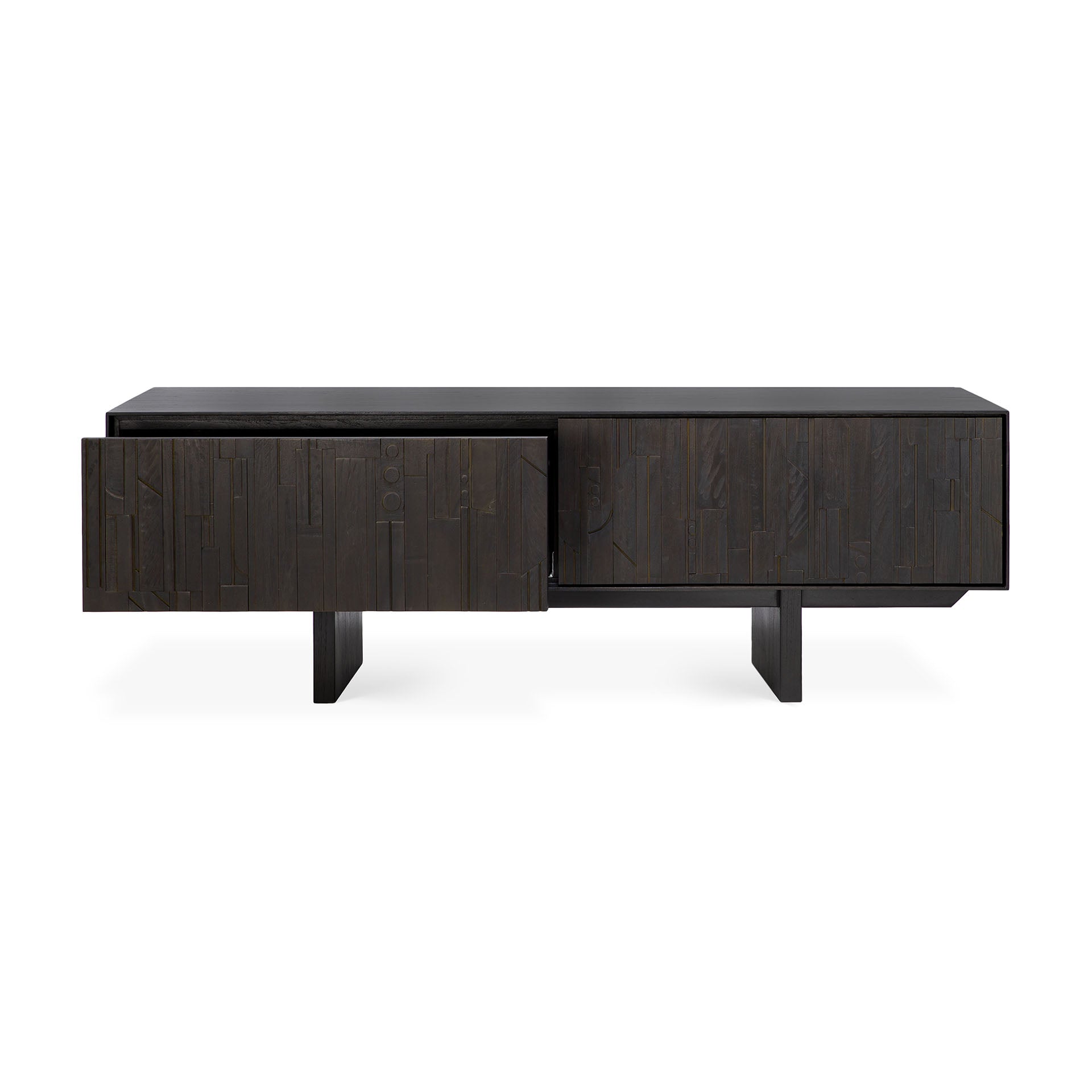 Mosaic Black Teak Media Console, 63"