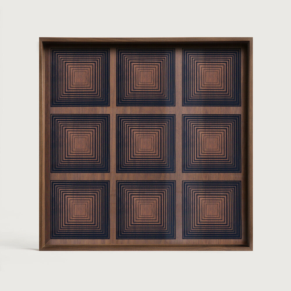 Square Ink Squares Glass Tray, Large