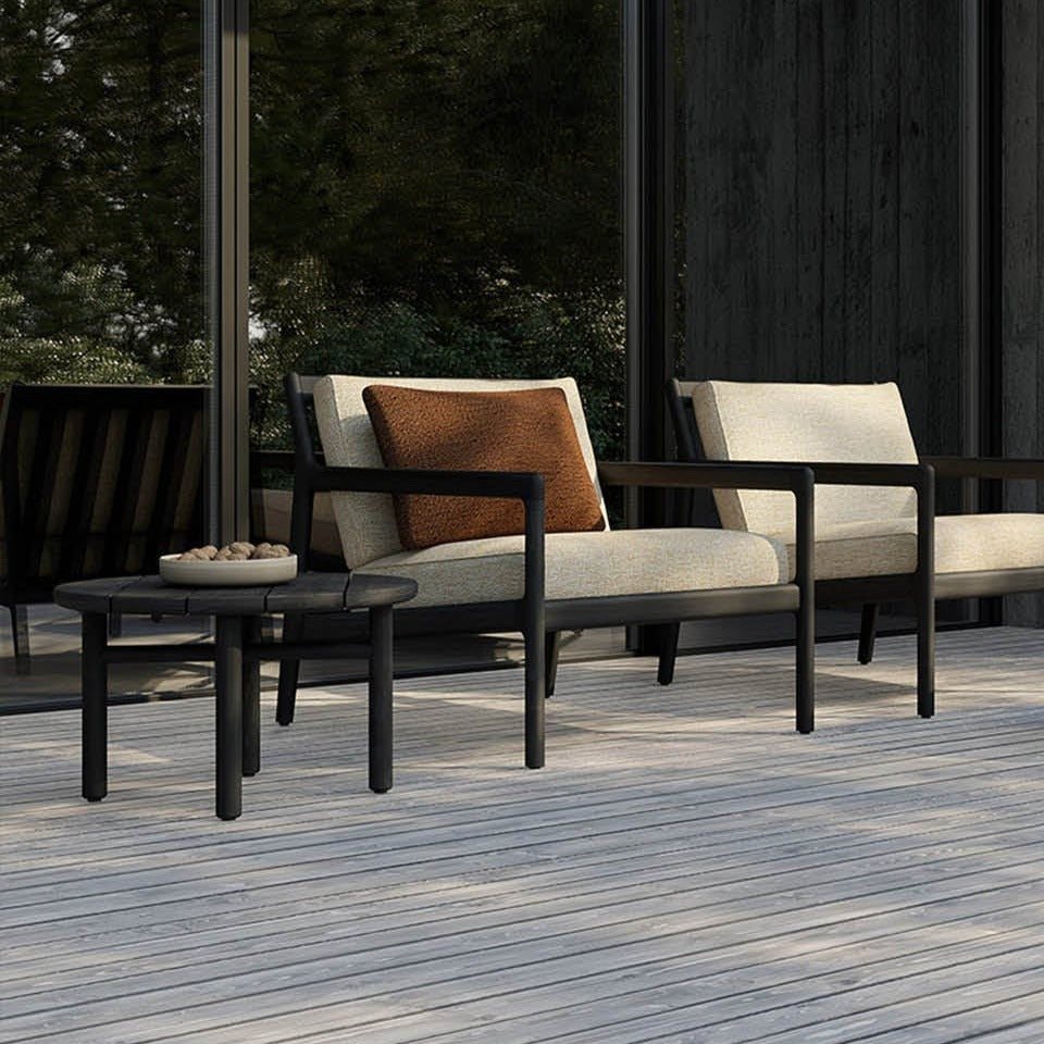 Quatro Solid Black Teak Outdoor Coffee Table, 27"