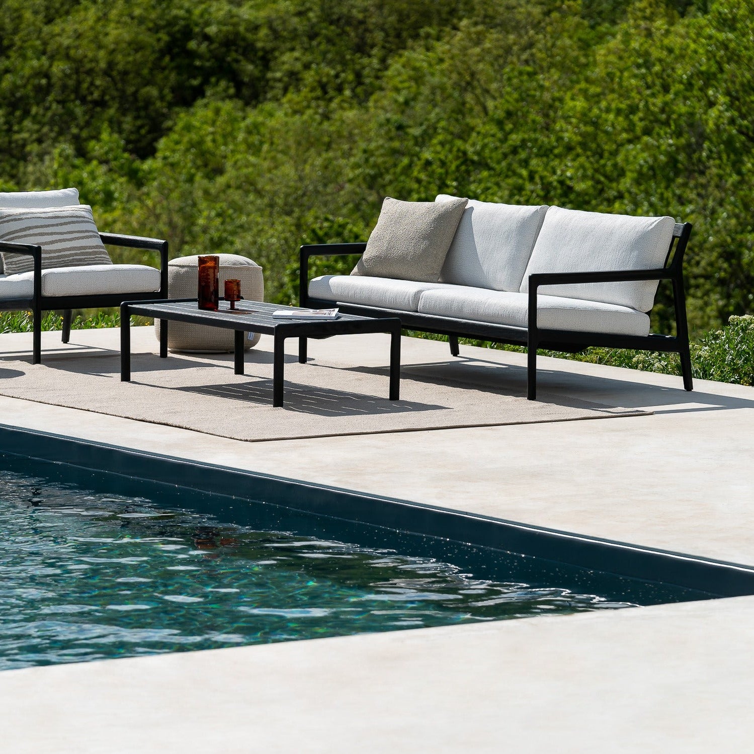 Boucle Outdoor Square Pillow, Set of 2, Oat