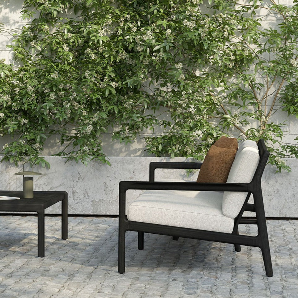 Jack Solid Black Teak Outdoor Coffee Table, 59.5"