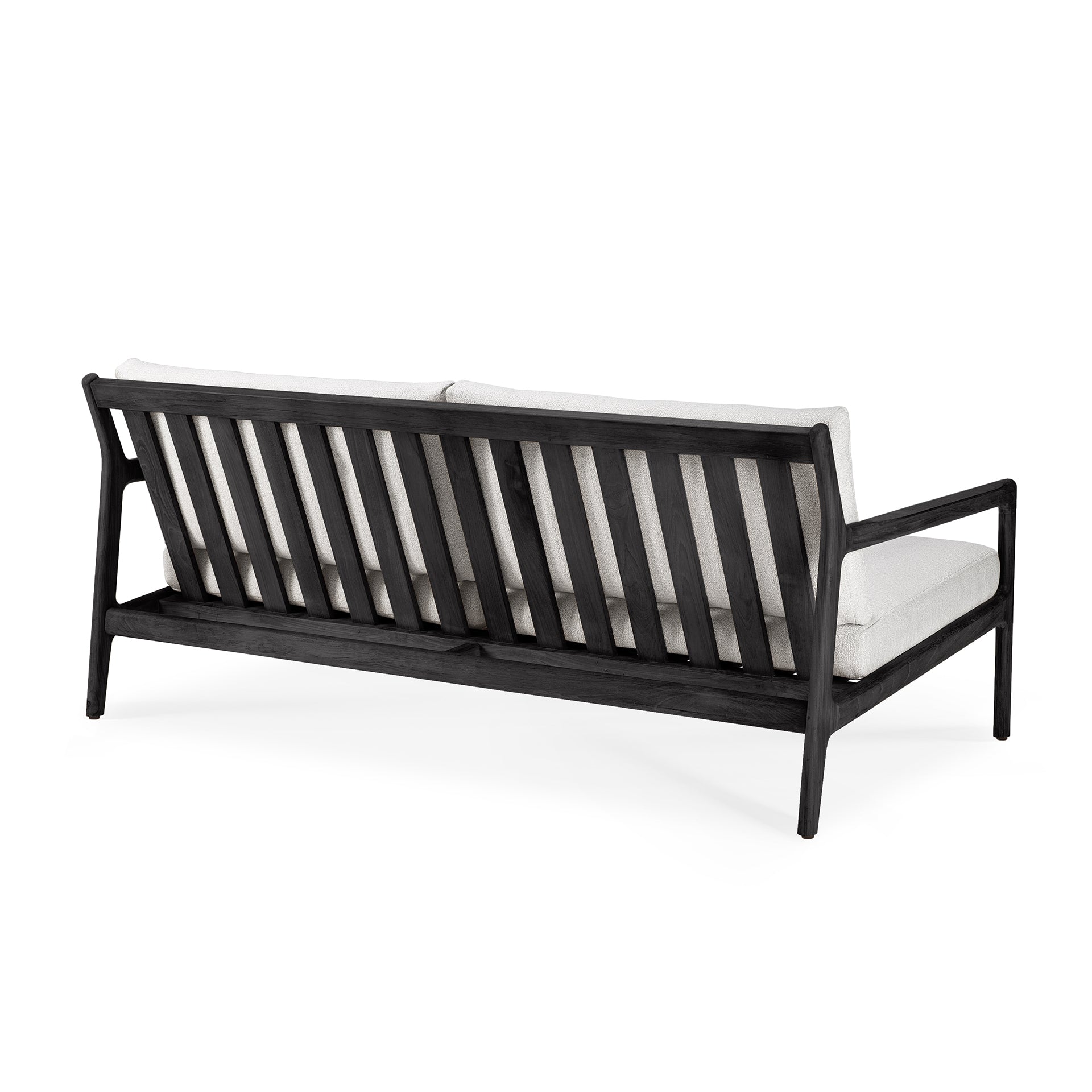 Jack Solid Black Teak Outdoor 2 Seater Sofa, Off White Fabric