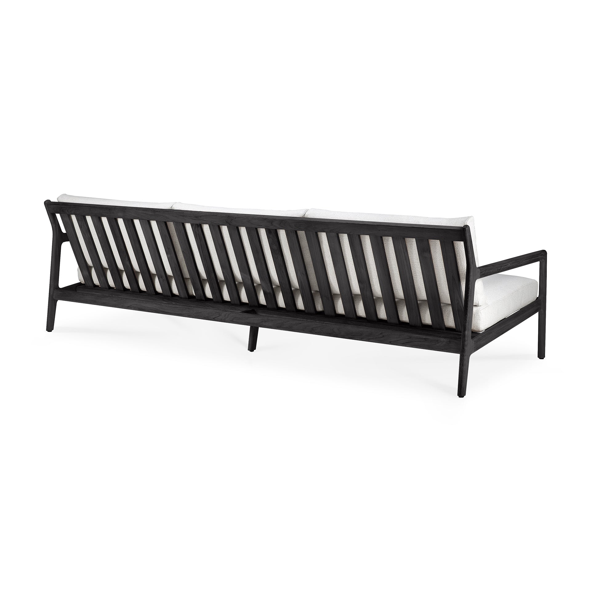 Jack Solid Black Teak Outdoor 3 Seater Sofa, Off White Fabric
