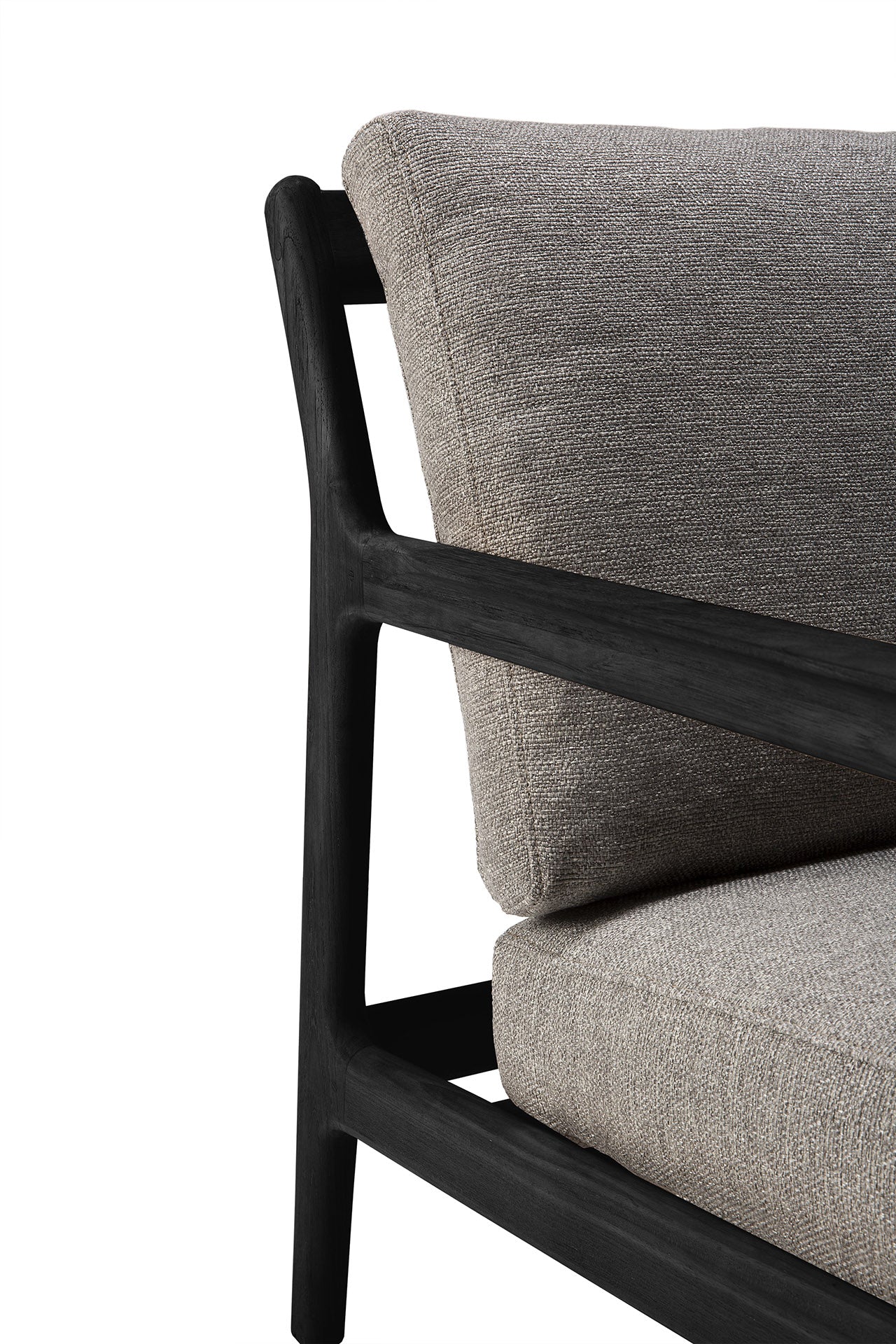 Jack Solid Black Teak Outdoor 2 Seater Sofa, Mocha Fabric