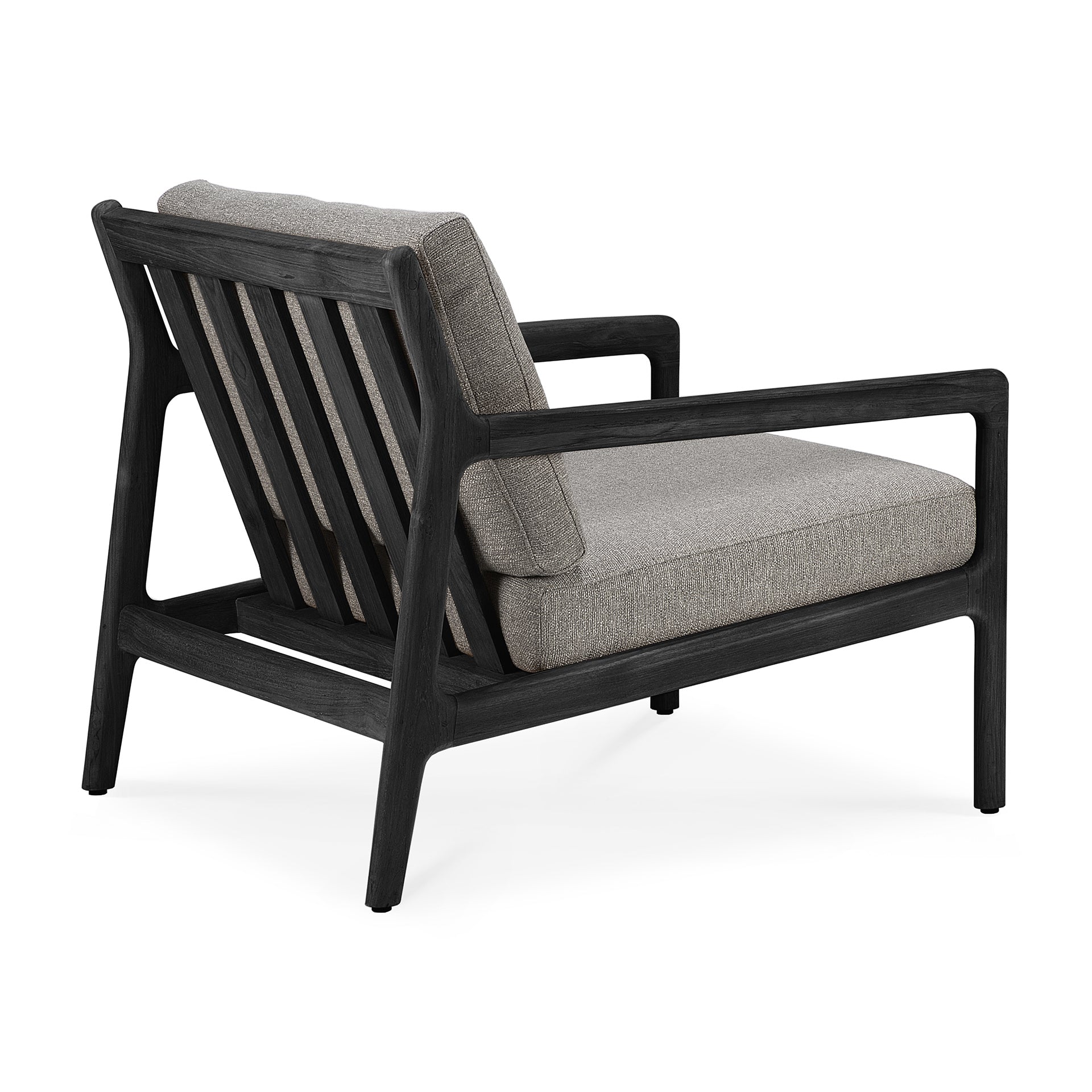 Jack Solid Black Teak Outdoor Lounge Chair, Mocha Fabric