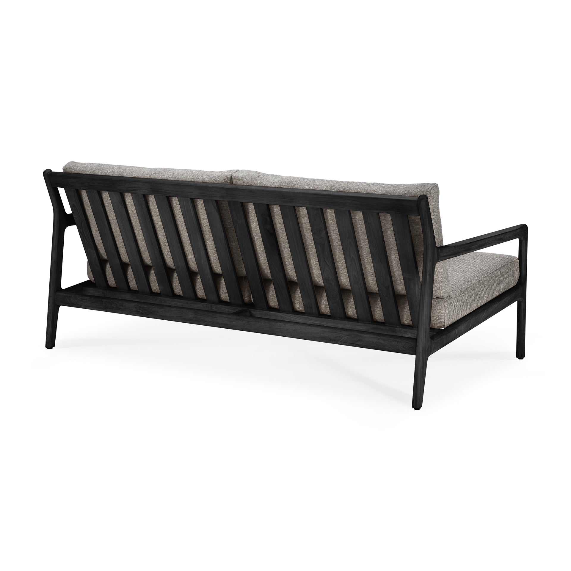 Jack Solid Black Teak Outdoor 2 Seater Sofa, Mocha Fabric