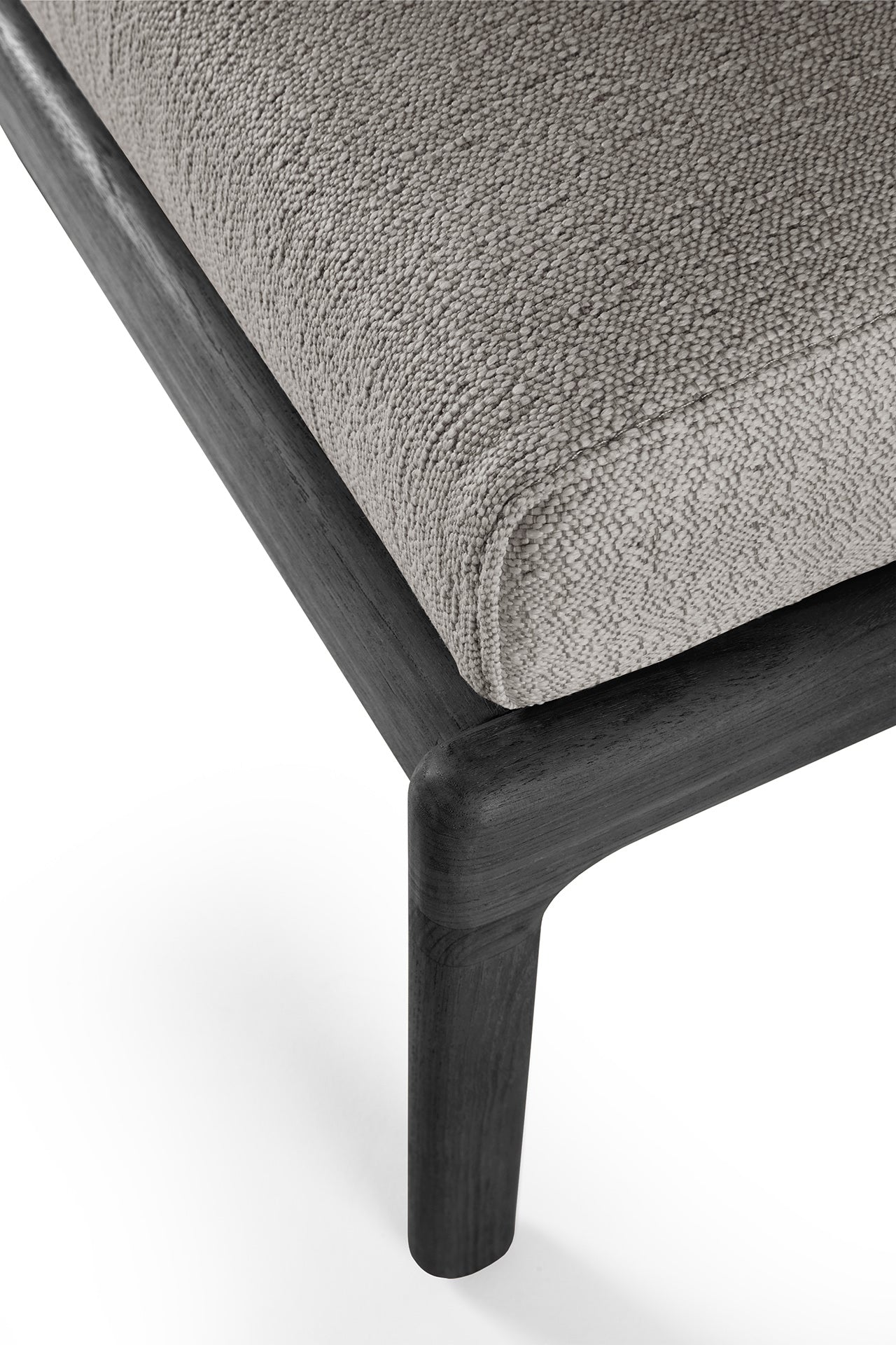 Jack Solid Black Teak Outdoor Footstool, Mocha