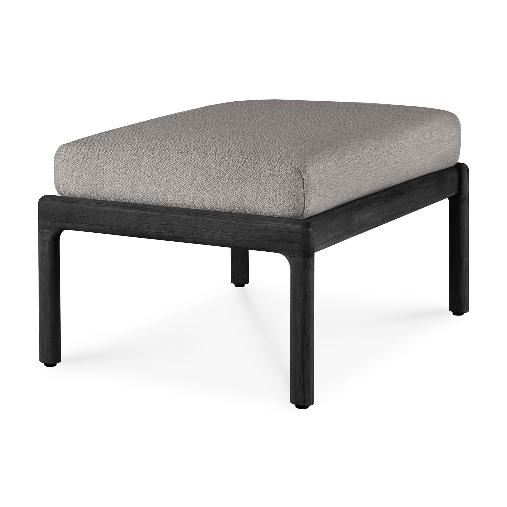 Jack Solid Black Teak Outdoor Footstool, Mocha