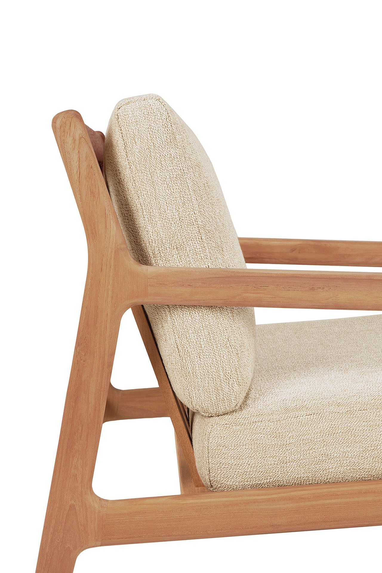 Jack Solid Teak Outdoor Lounge Chair, Natural Fabric