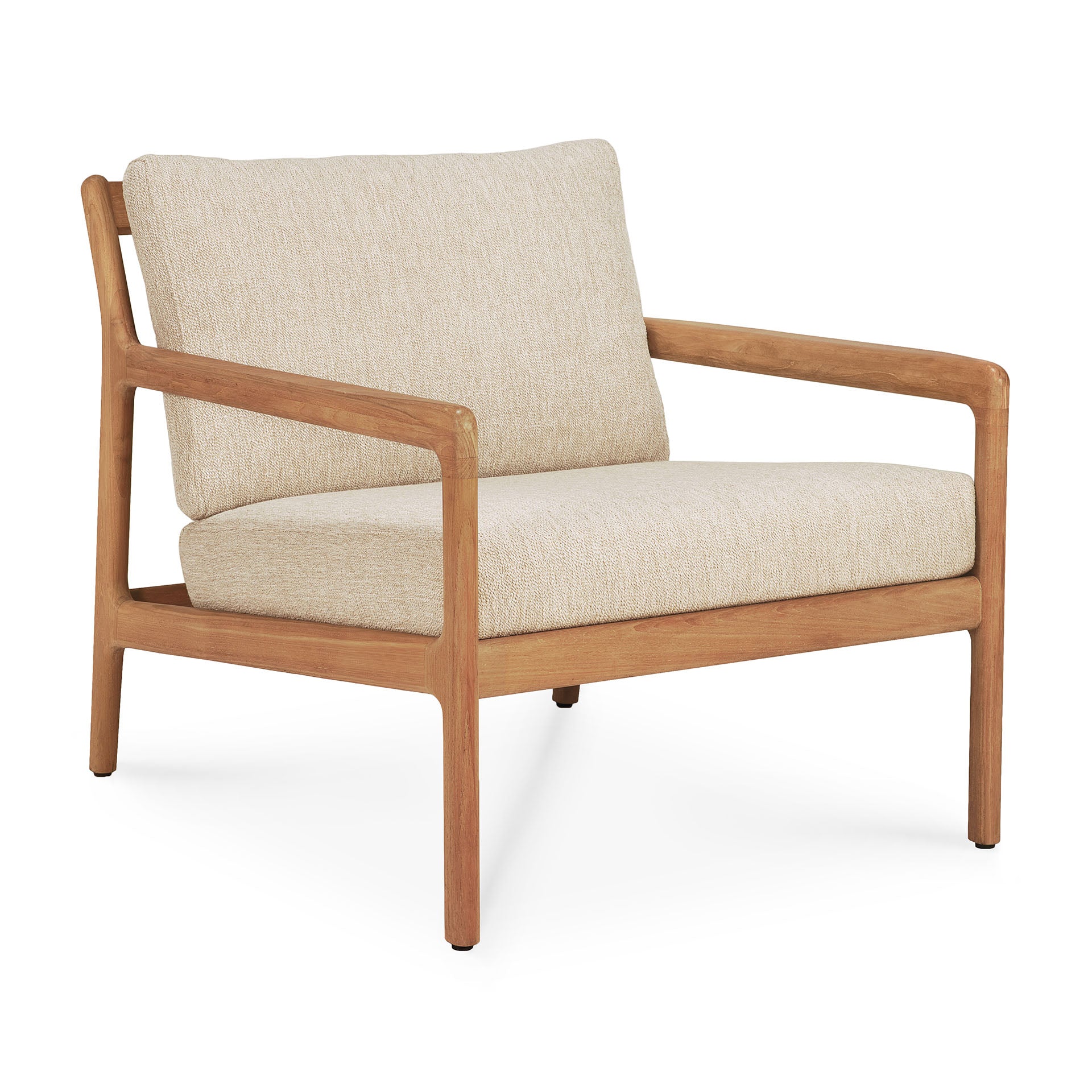 Jack Solid Teak Outdoor Lounge Chair, Natural Fabric