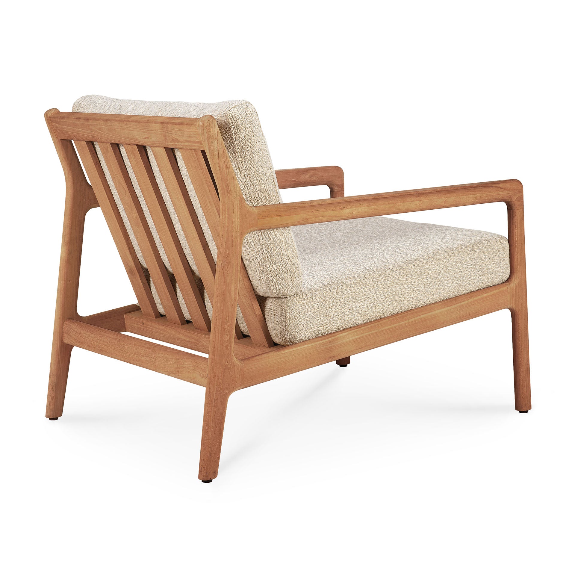 Jack Solid Teak Outdoor Lounge Chair, Natural Fabric
