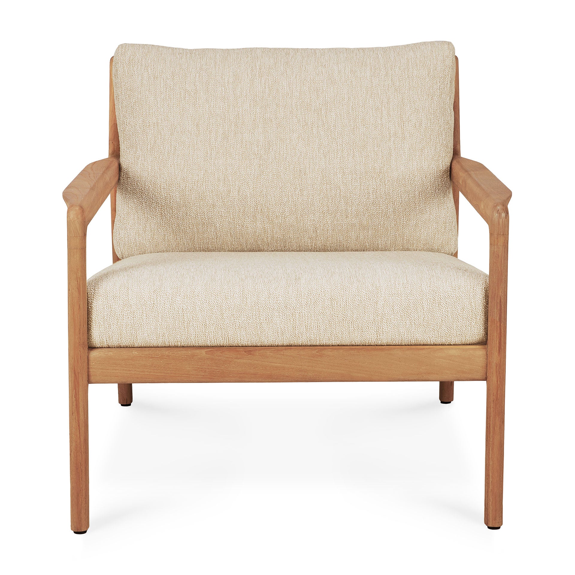 Jack Solid Teak Outdoor Lounge Chair, Natural Fabric