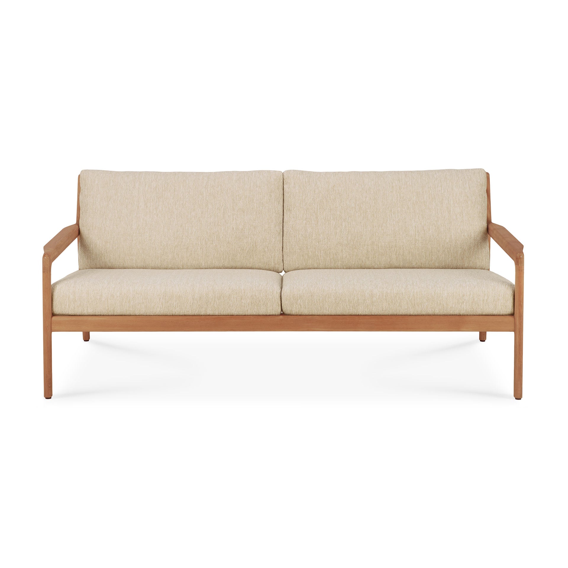 Jack Solid Teak Outdoor 2 Seater Sofa, Natural Fabric