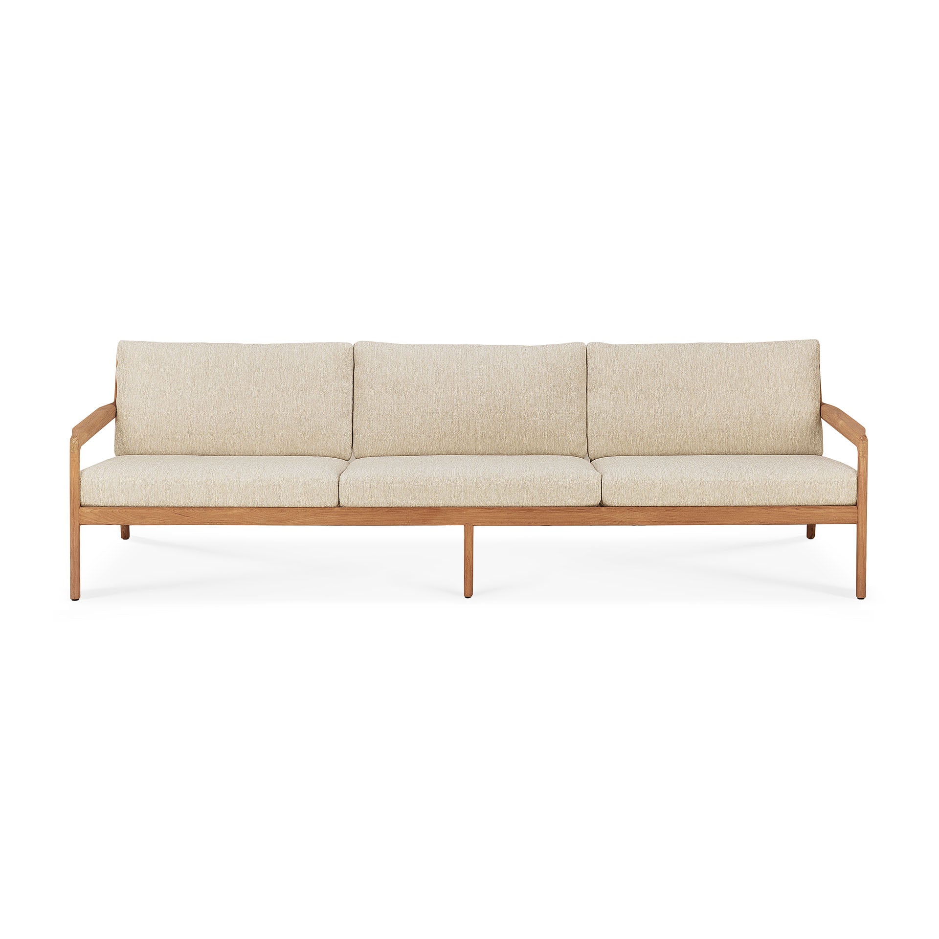 Jack Solid Teak Outdoor 3 Seater Sofa, Natural Fabric