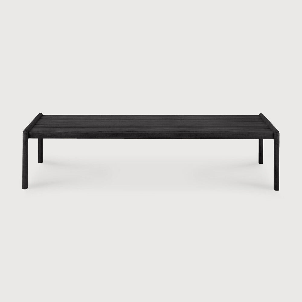 Jack Solid Black Teak Outdoor Coffee Table, 59.5"