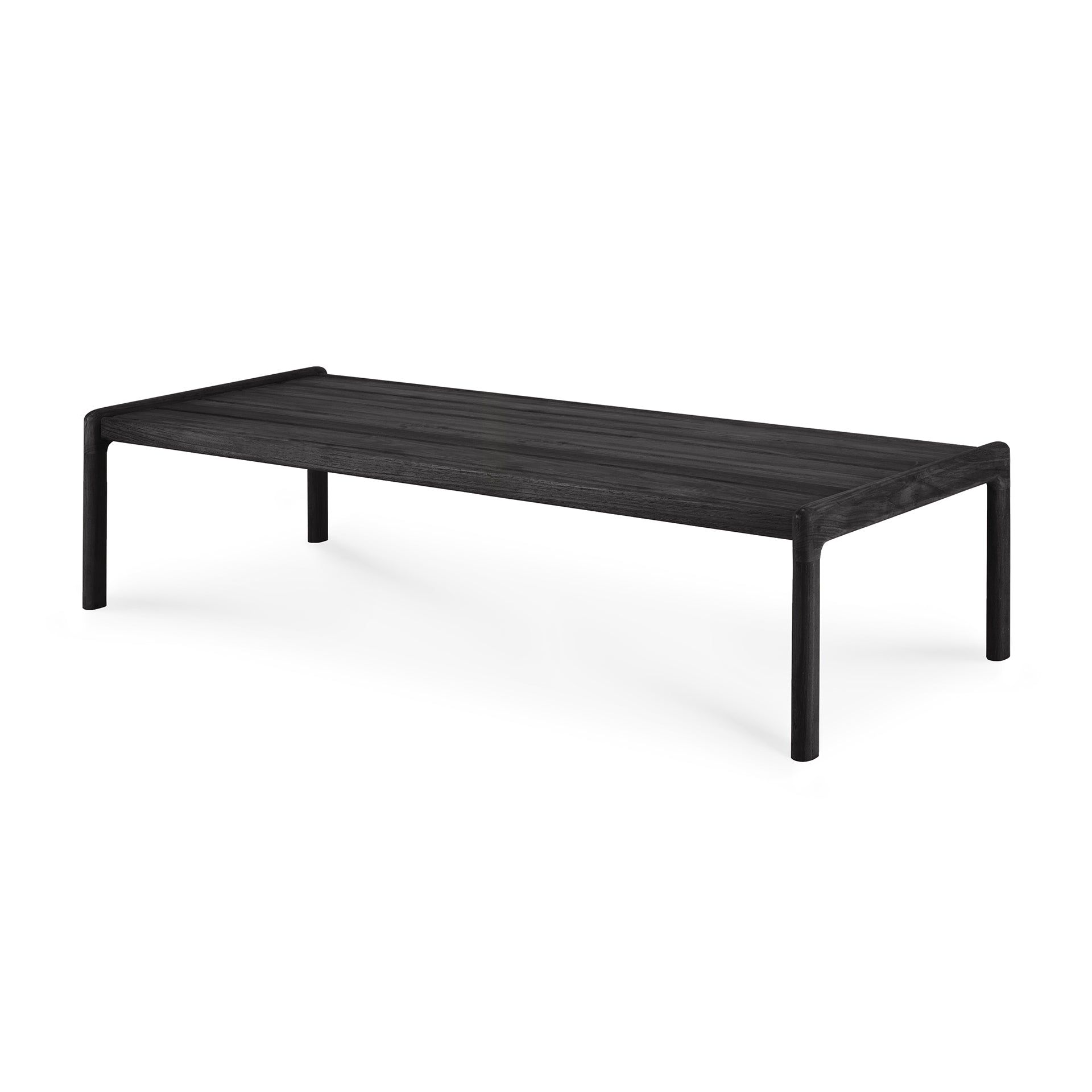 Jack Solid Black Teak Outdoor Coffee Table, 59.5"