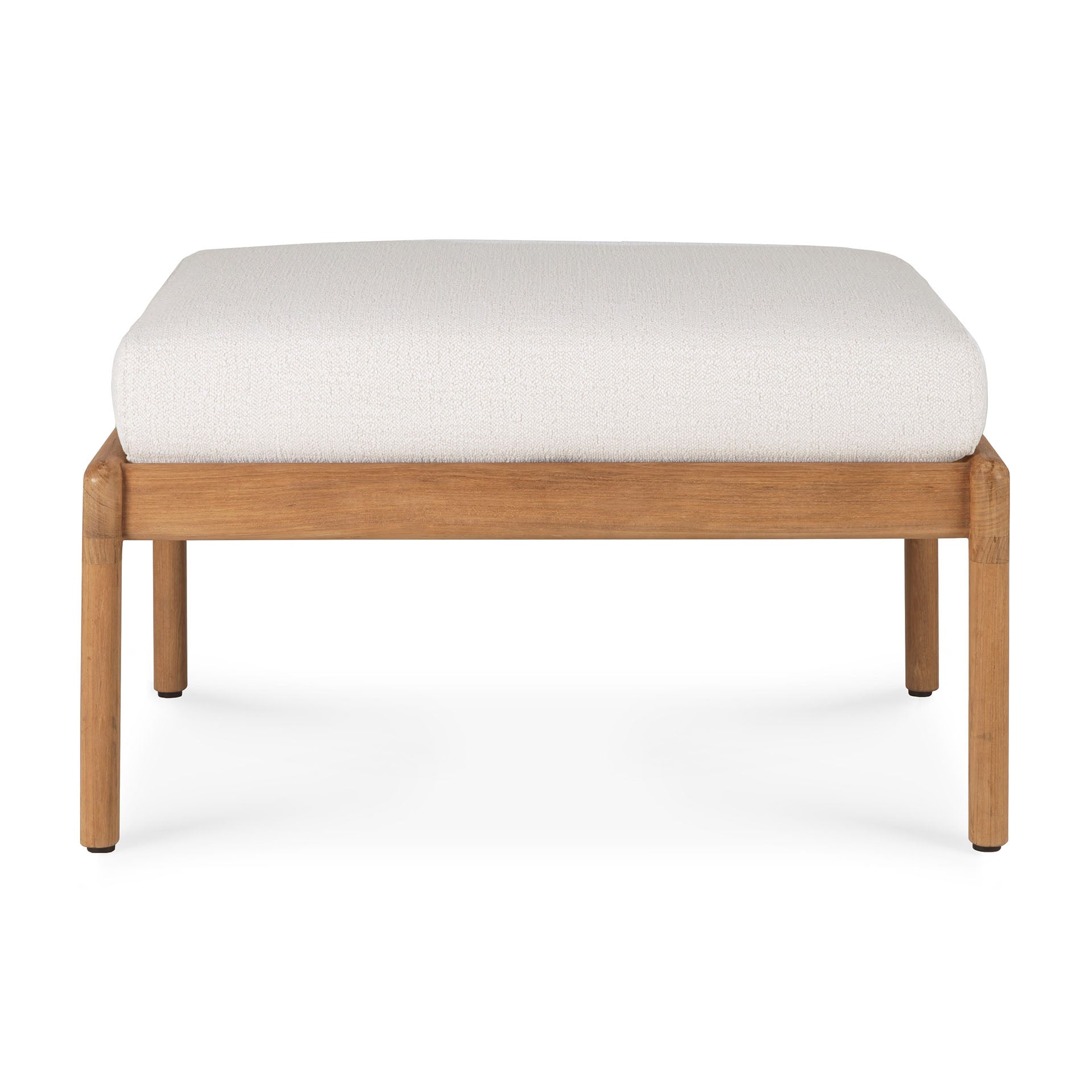 Jack Solid Teak Outdoor Footstool, Off White