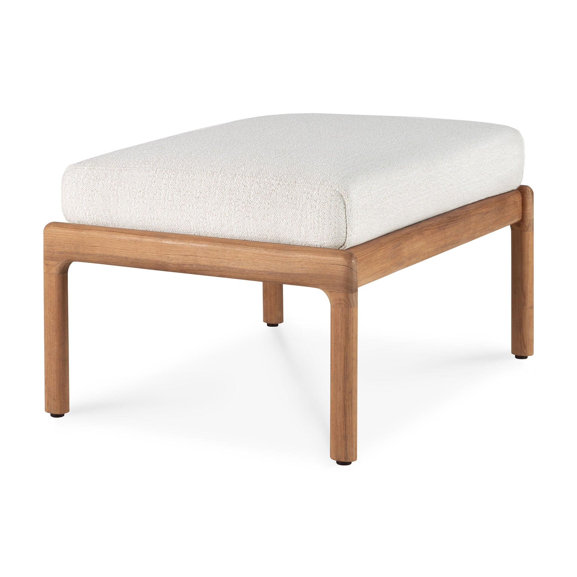 Jack Solid Teak Outdoor Footstool, Off White