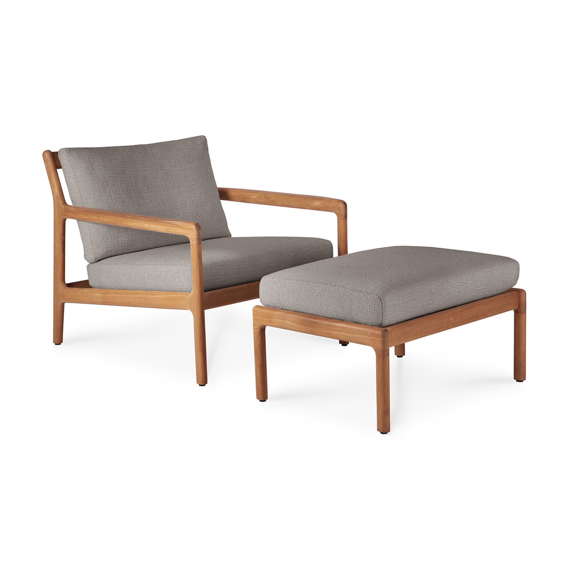 Jack Solid Teak Outdoor Footstool, Mocha