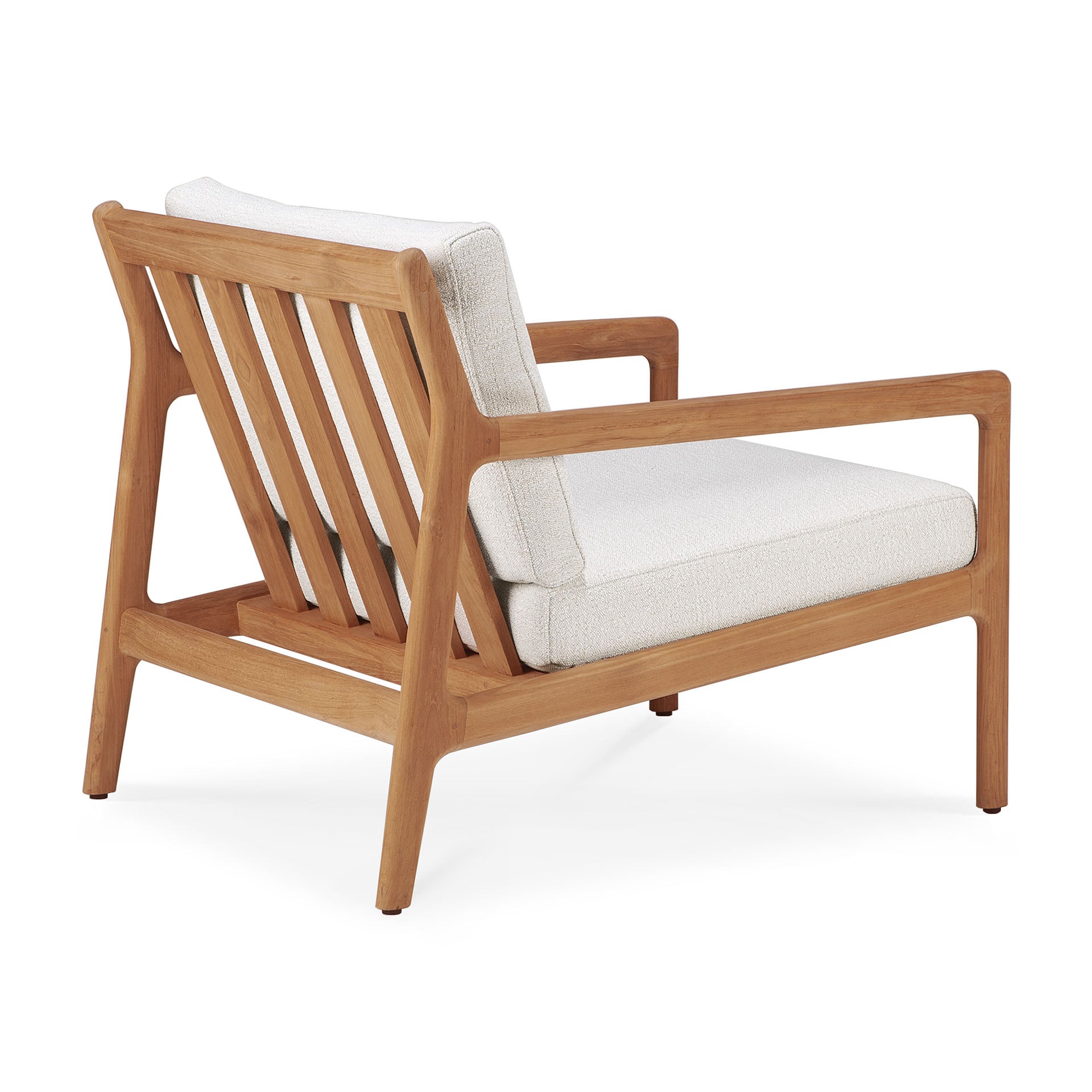 Jack Solid Teak Outdoor Lounge Chair, Off White Fabric
