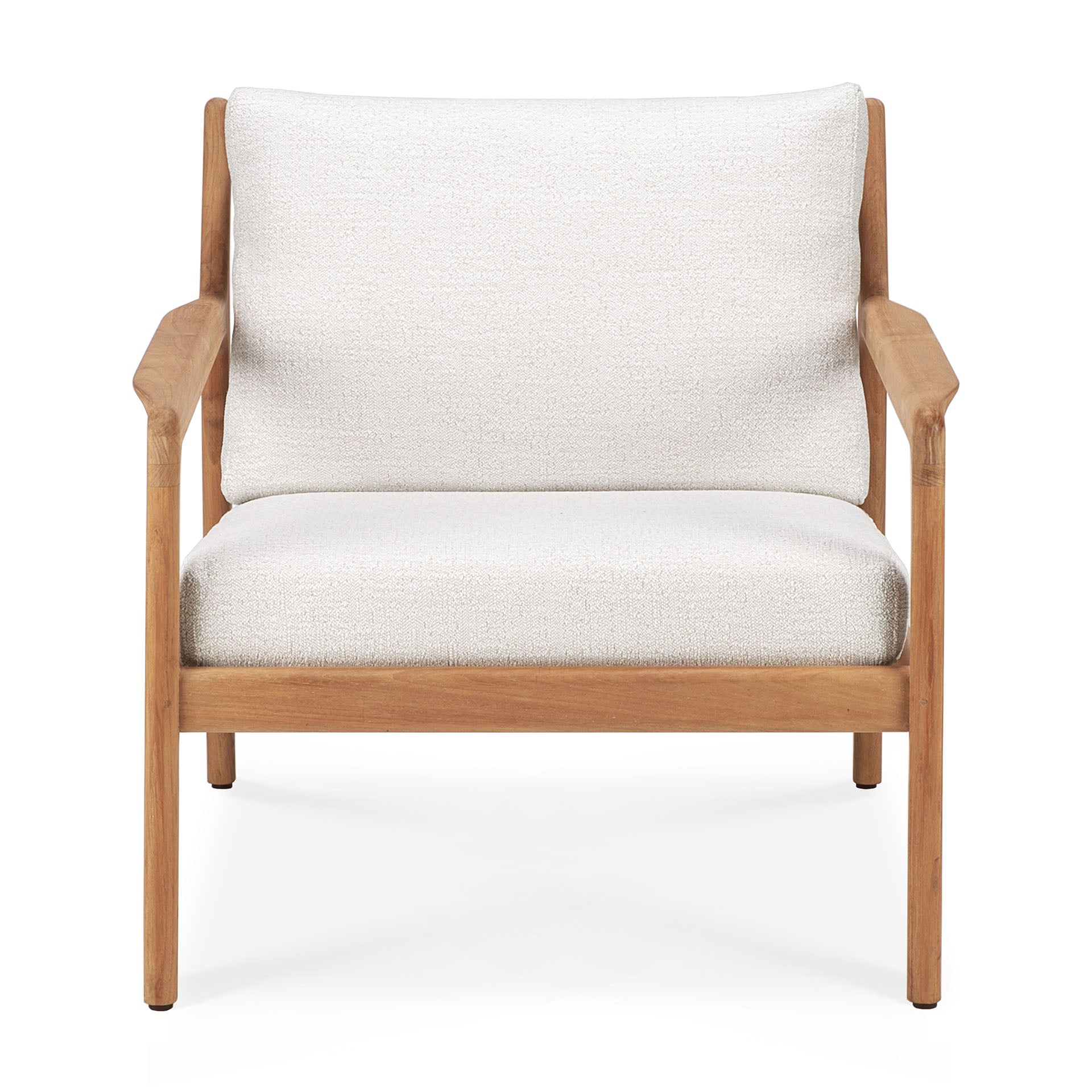 Jack Solid Teak Outdoor Lounge Chair, Off White Fabric