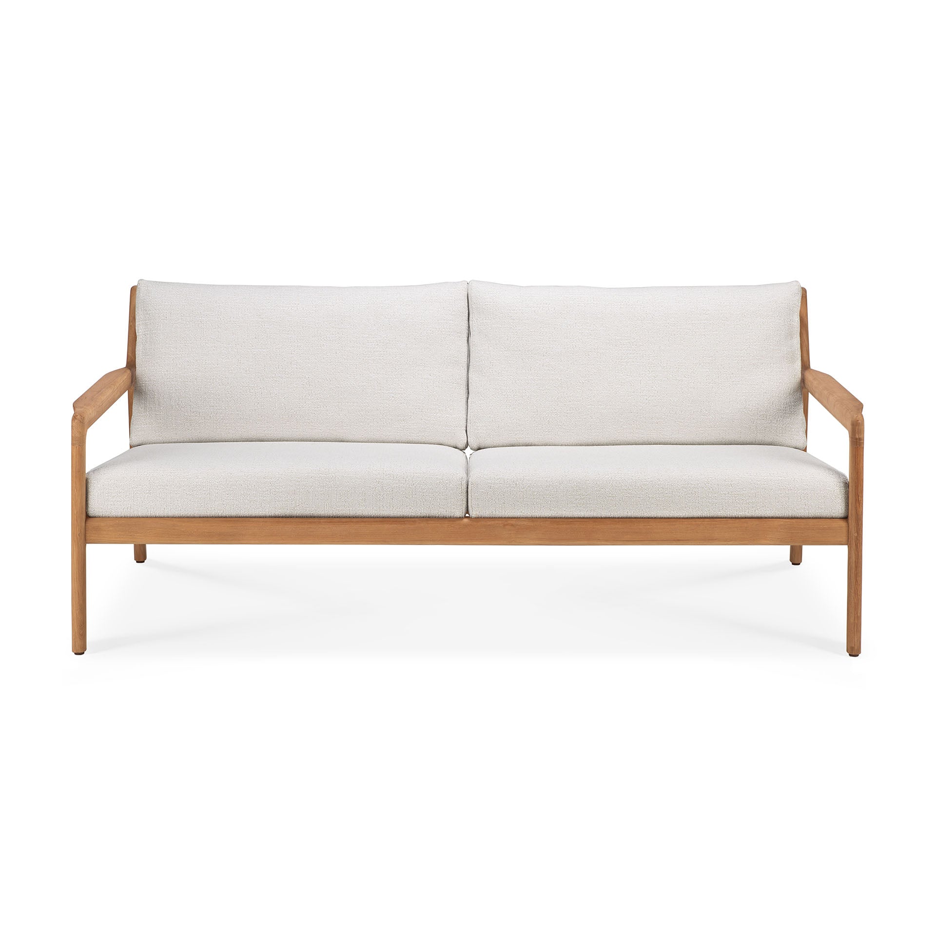 Jack Solid Teak Outdoor 2 Seater Sofa, Off White Fabric