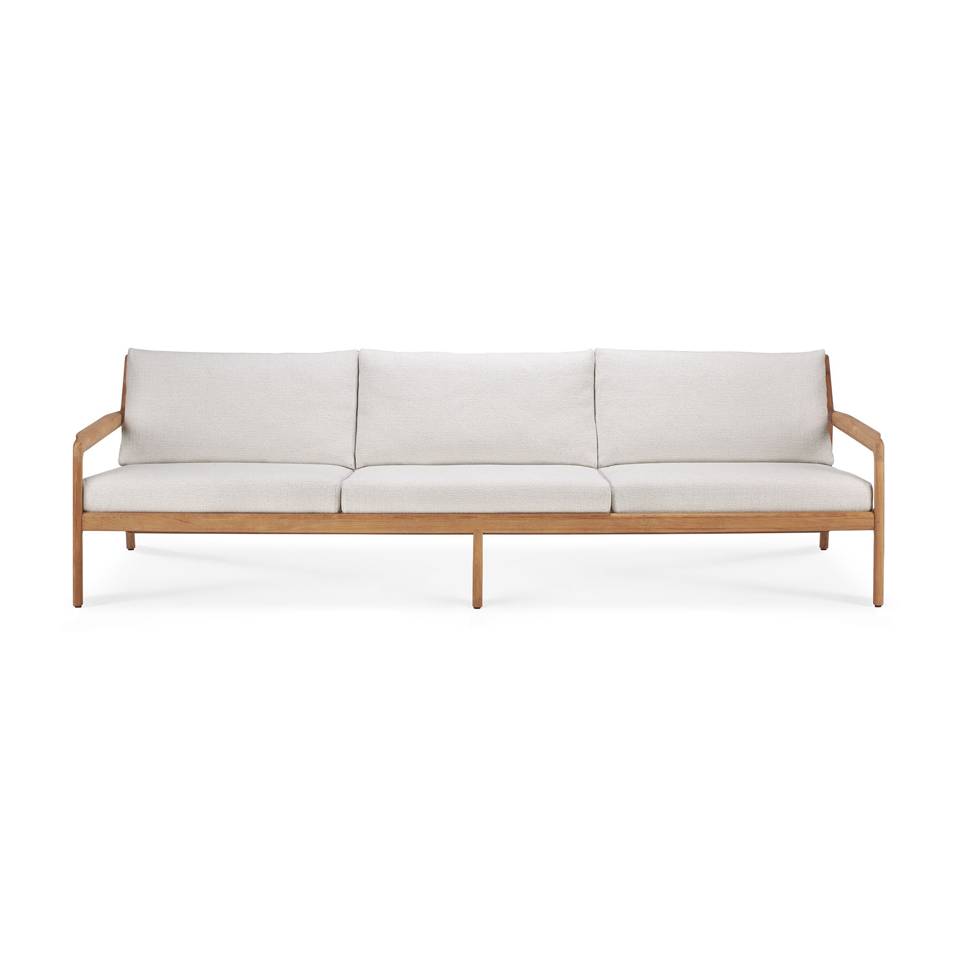 Jack Solid Teak Outdoor 3 Seater Sofa, Off White Fabric