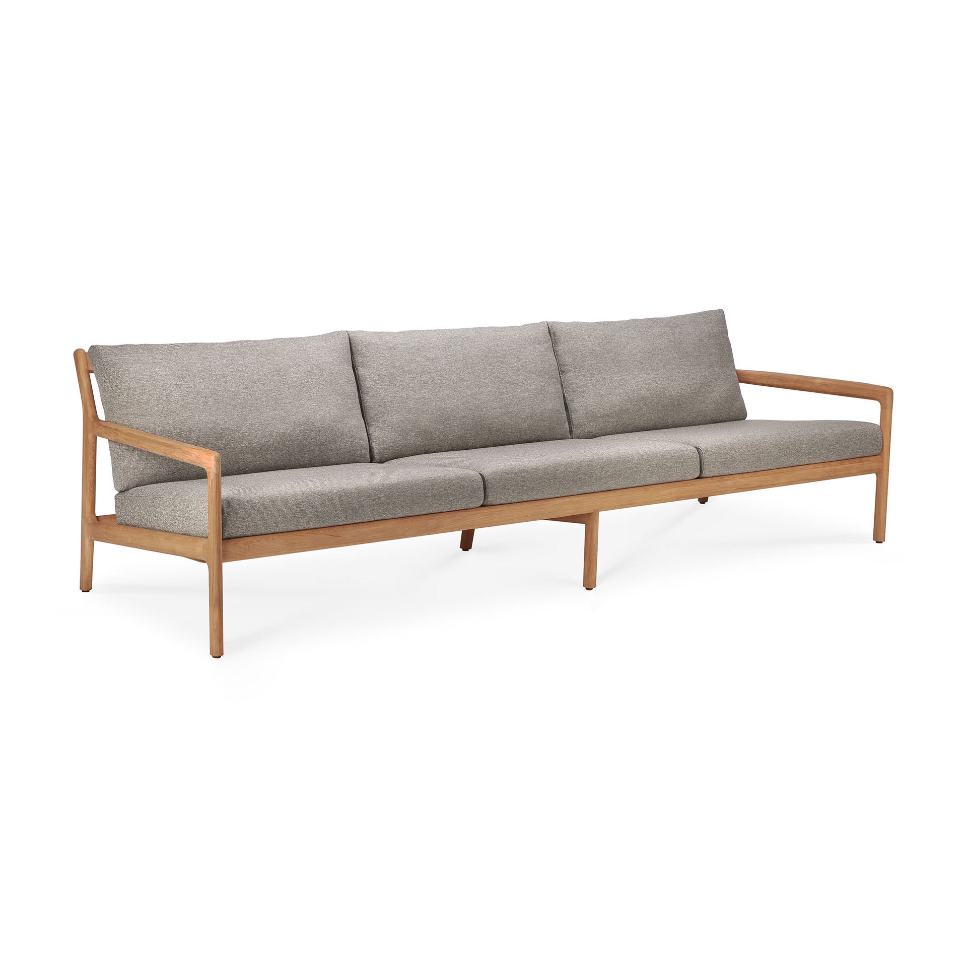 Jack Solid Teak Outdoor 3 Seater Sofa, Mocha Fabric