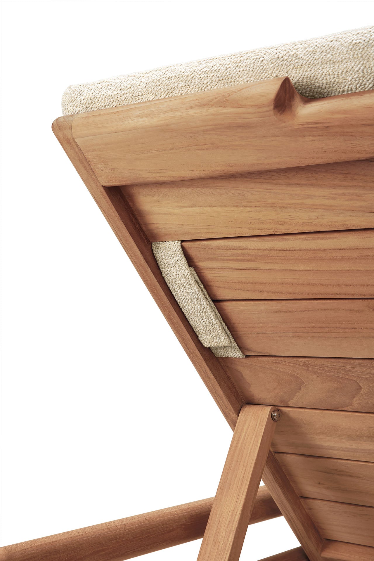 Jack Solid Teak Outdoor Adjustable Lounger, Natural Fabric