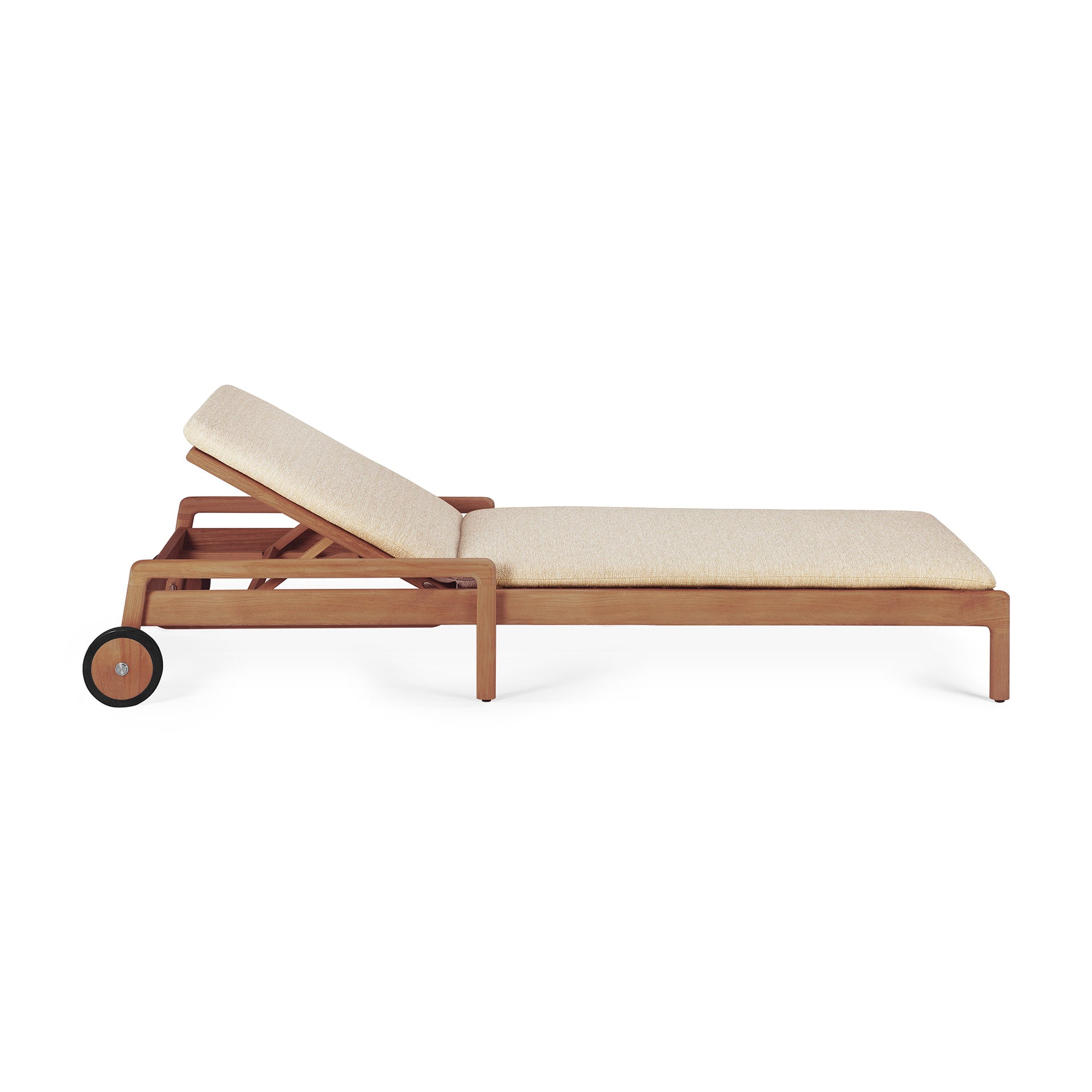 Jack Solid Teak Outdoor Adjustable Lounger, Natural Fabric