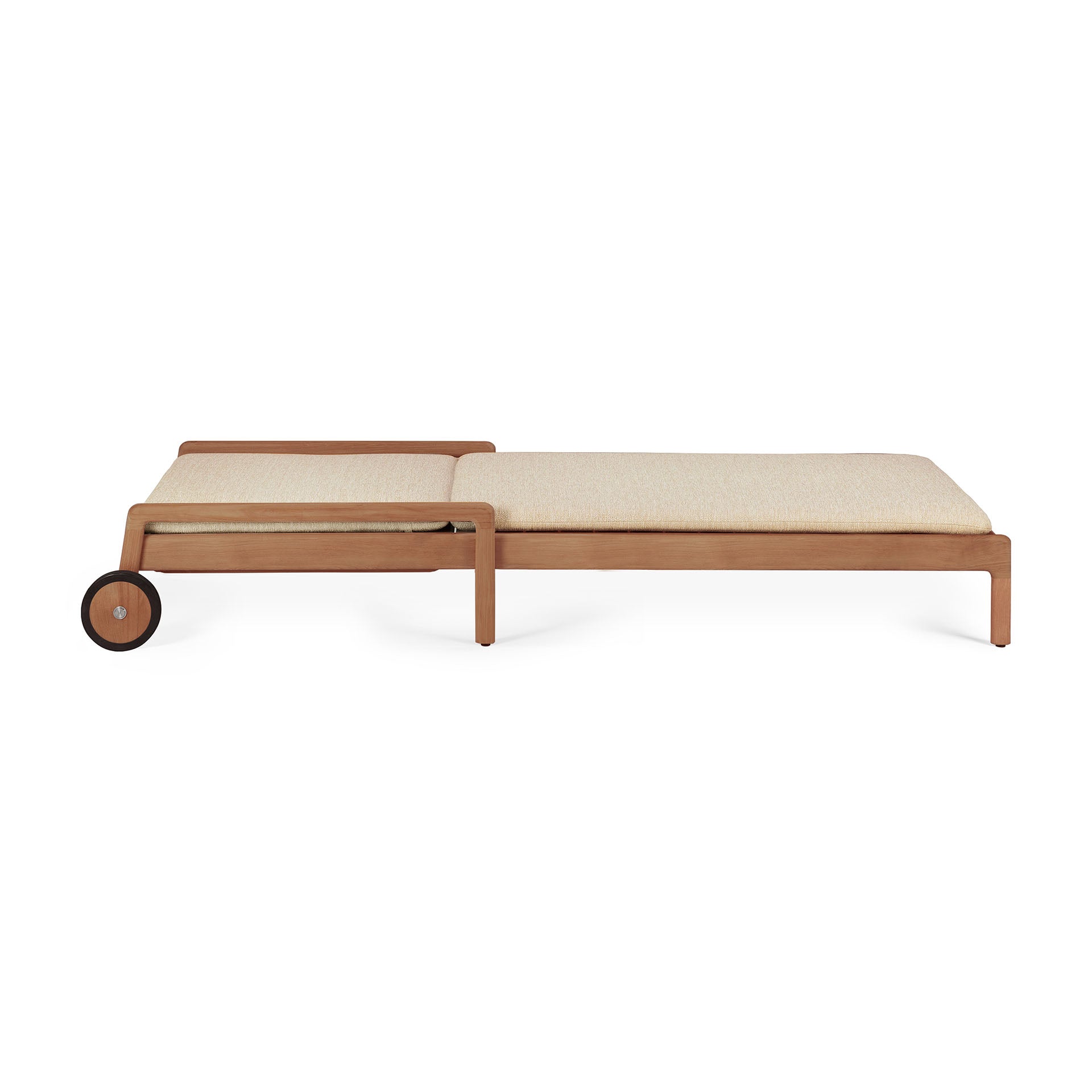 Jack Solid Teak Outdoor Adjustable Lounger, Natural Fabric