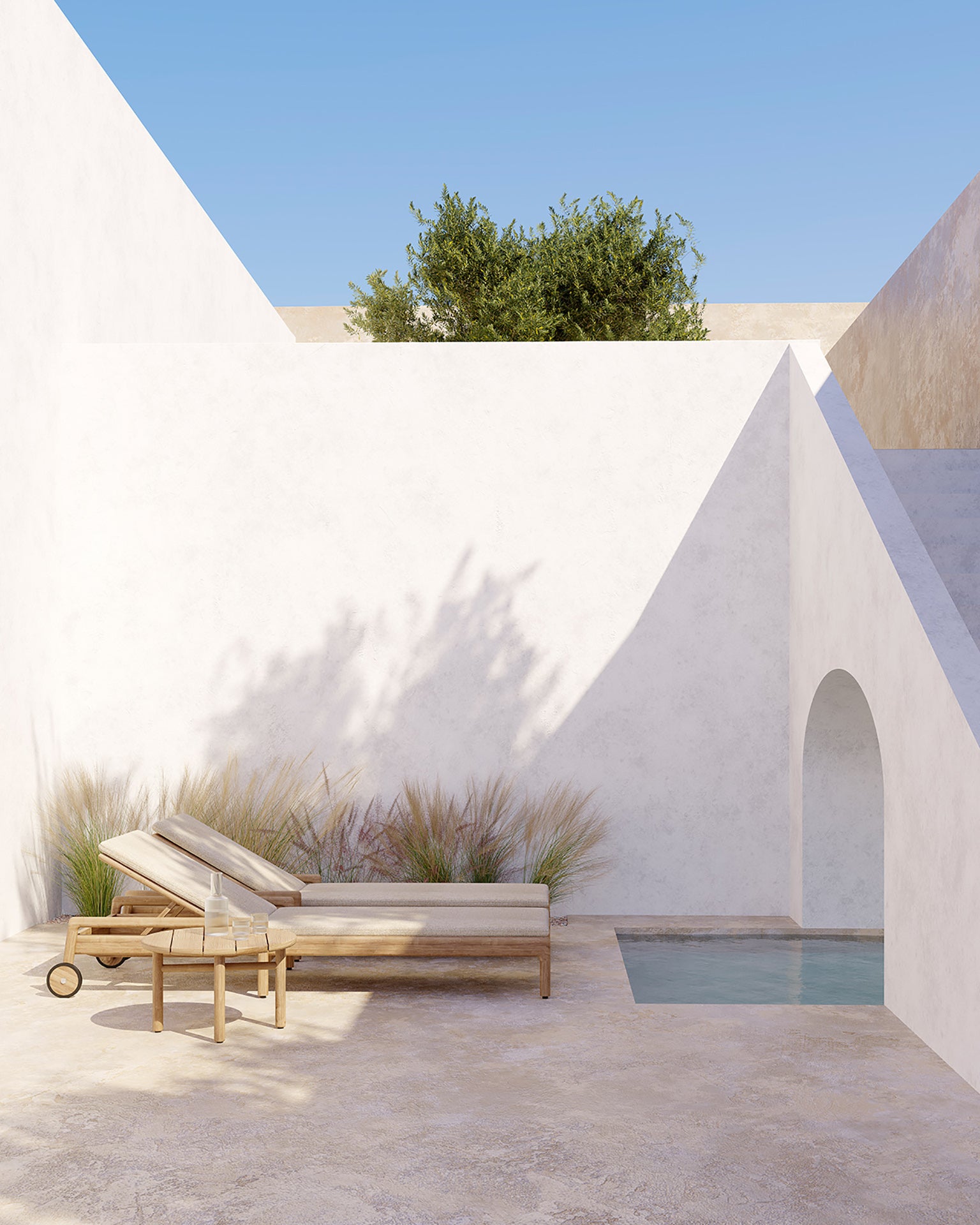 Jack Outdoor Adjustable Lounger Cushion, Natural Fabric