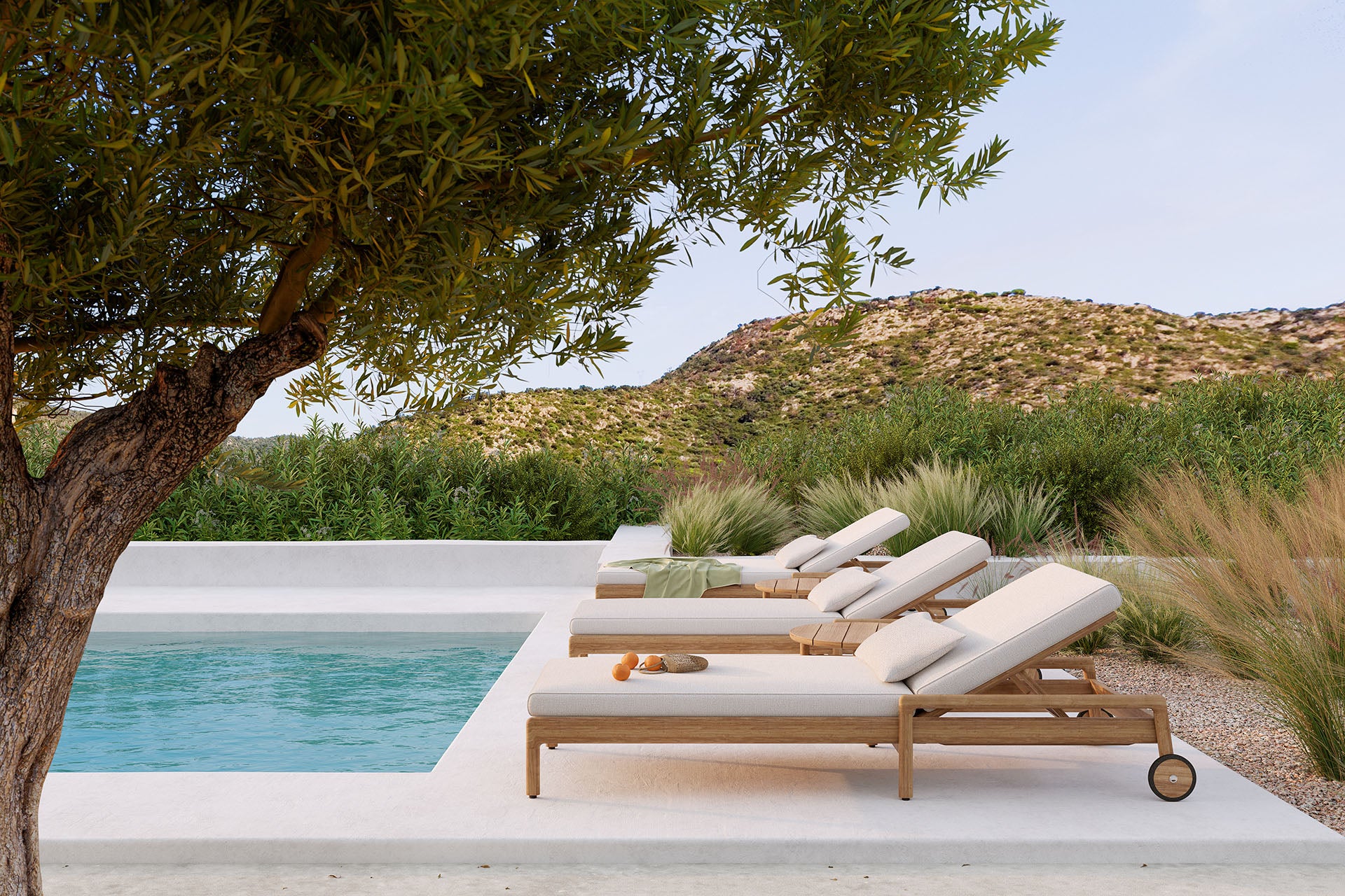 Jack Outdoor Adjustable Lounger Cushion, Off White Fabric