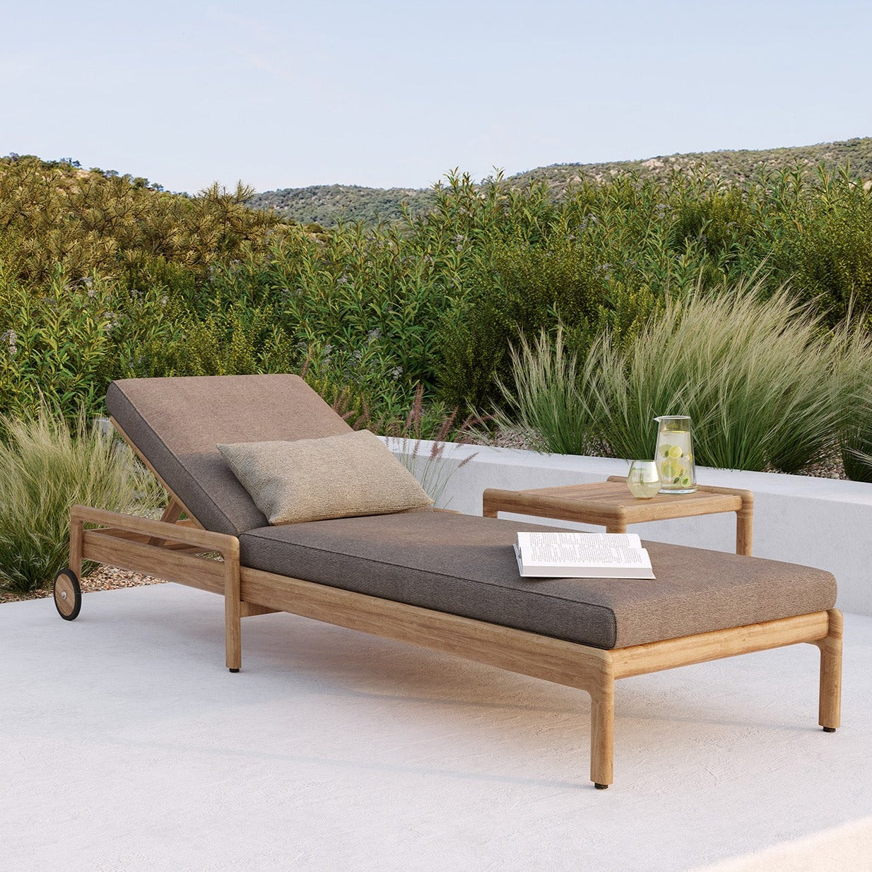 Jack Outdoor Adjustable Lounger Cushion, Mocha Fabric