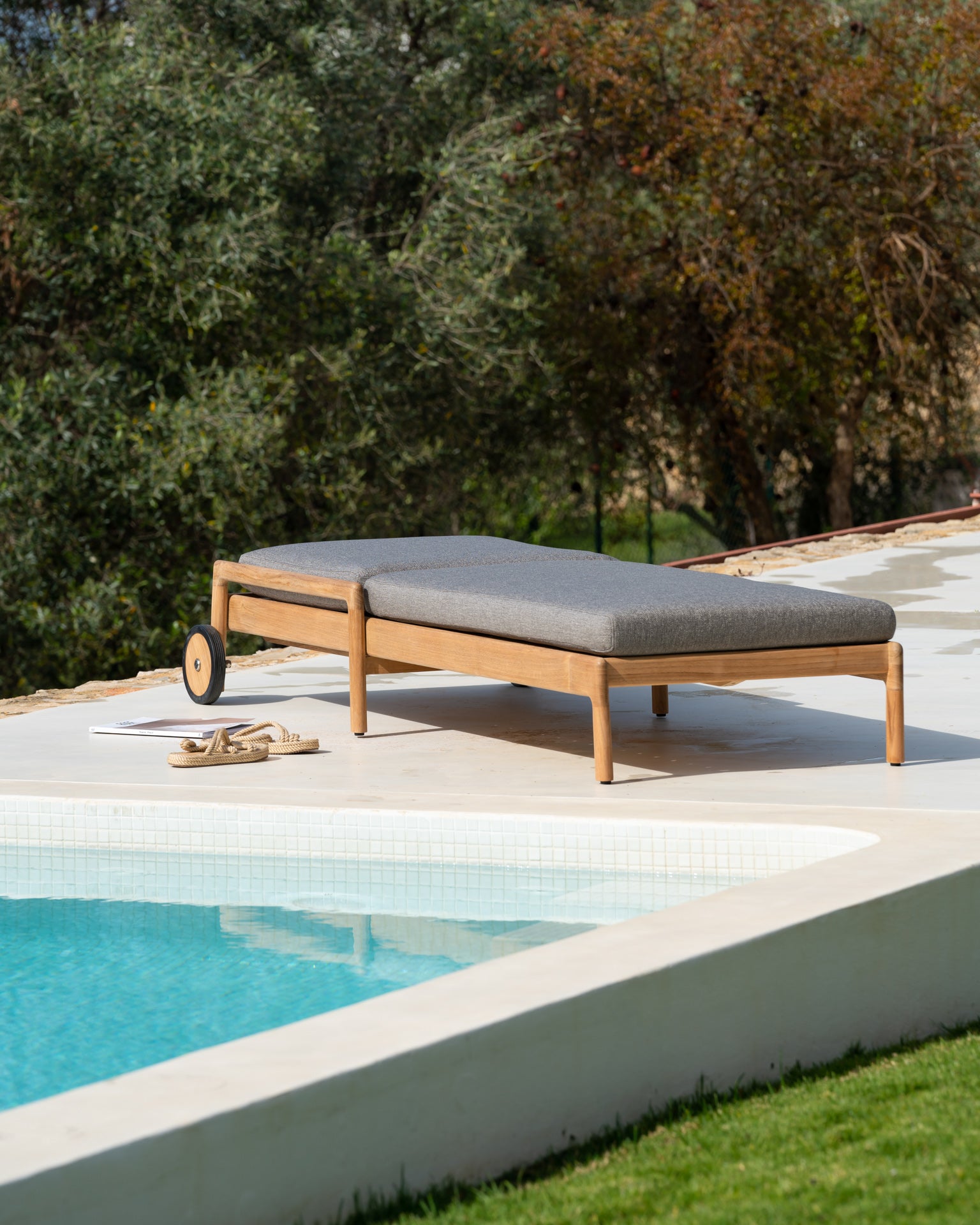 Jack Outdoor Adjustable Lounger Cushion, Mocha Fabric