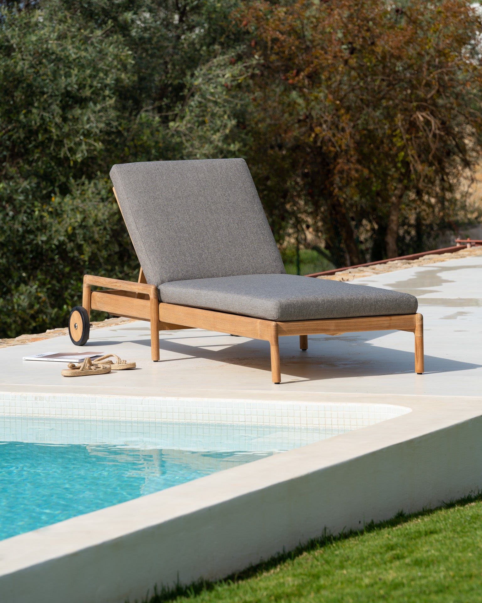 Jack Outdoor Adjustable Lounger Cushion, Mocha Fabric