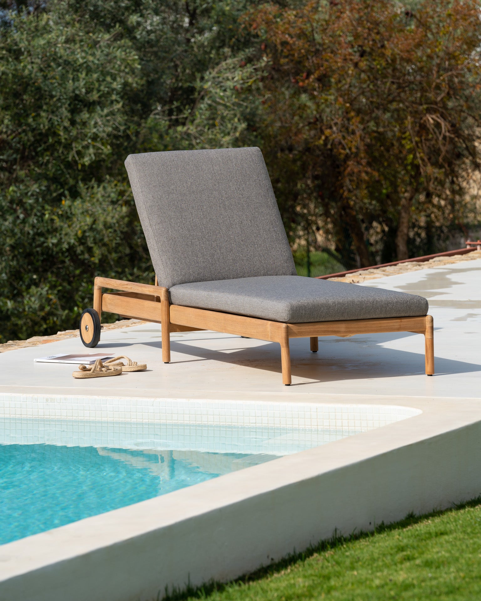 Jack Outdoor Adjustable Lounger Cushion, Mocha Fabric