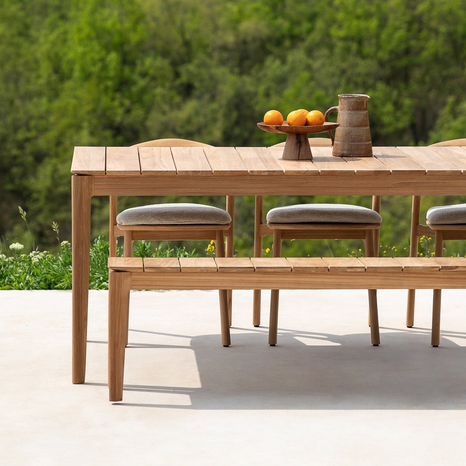 Bok outdoor bench frame - teak - 2+ seater