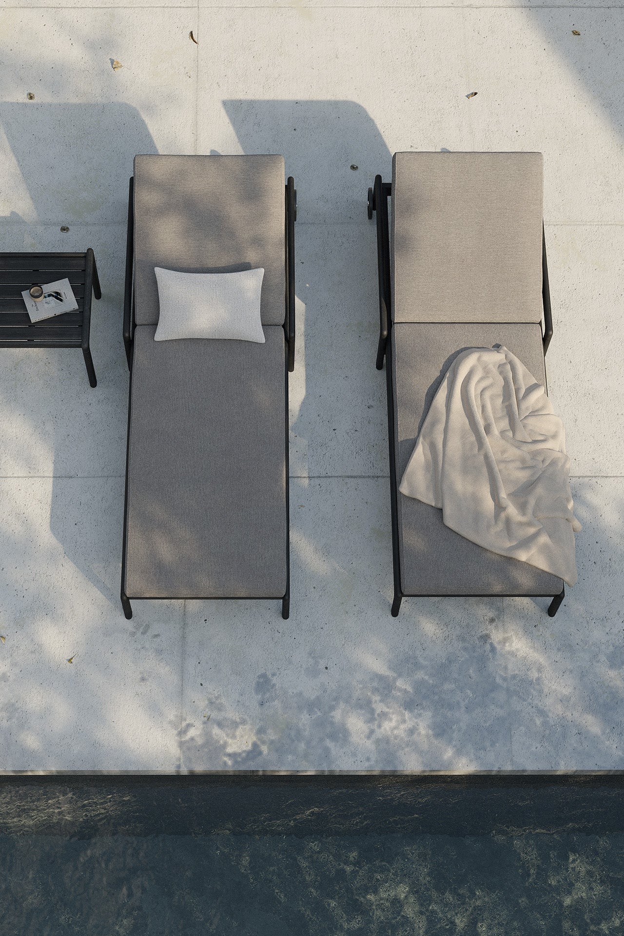 Jack Solid Black Teak Outdoor Adjustable Lounger, Mocha Fabric