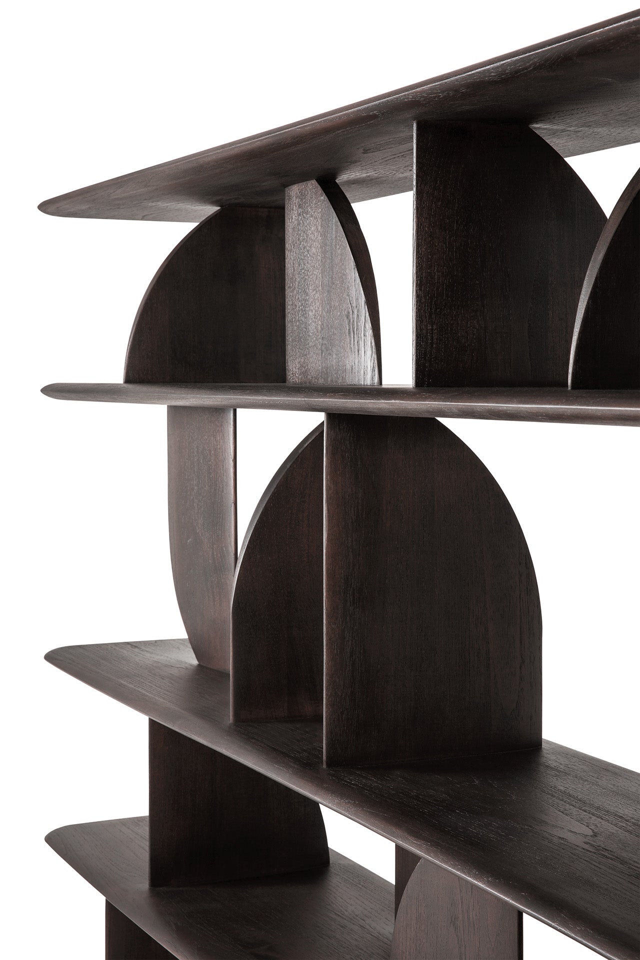 Geometric rack - varnished teak - dark