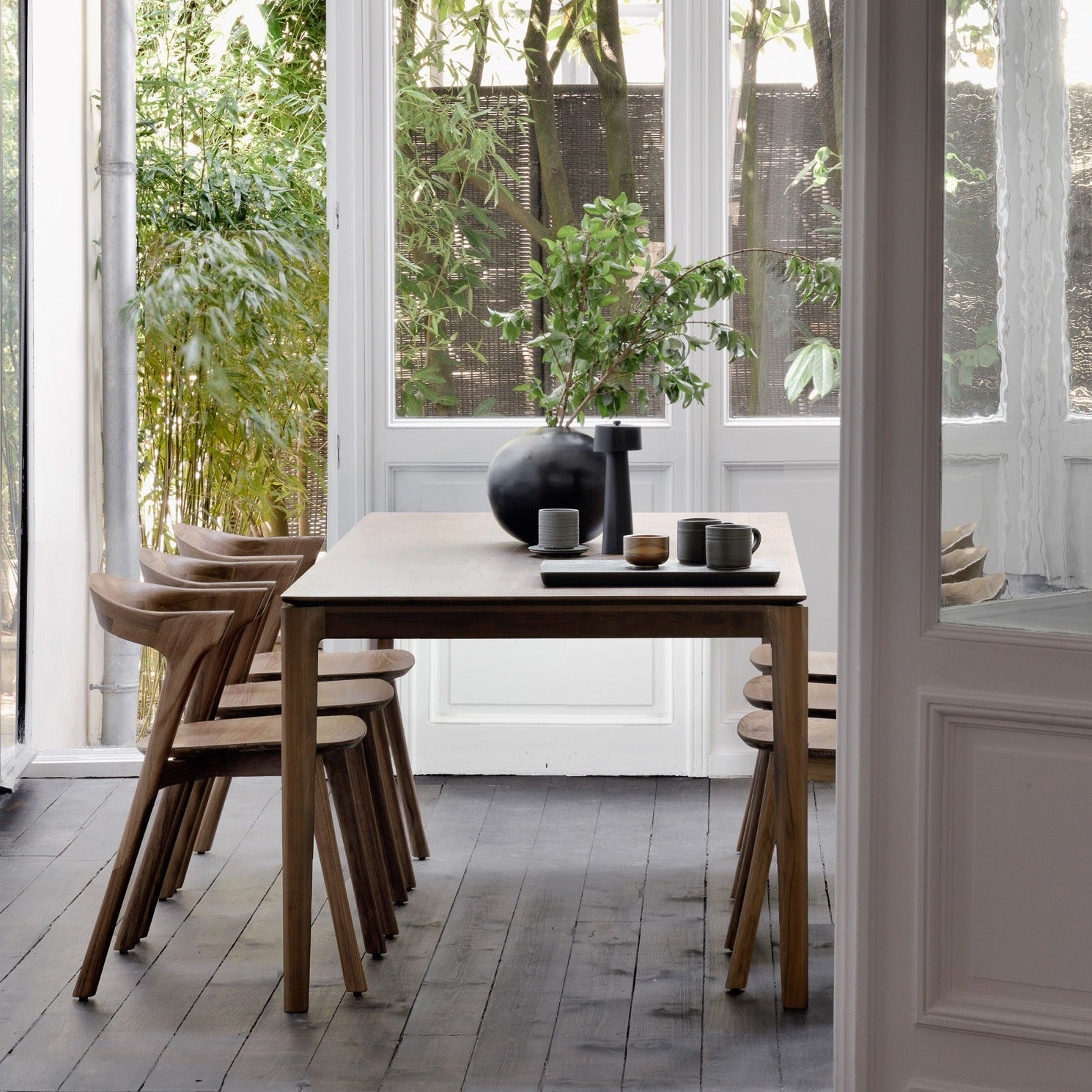 Bok dining table - varnished teak - brown - rectangular