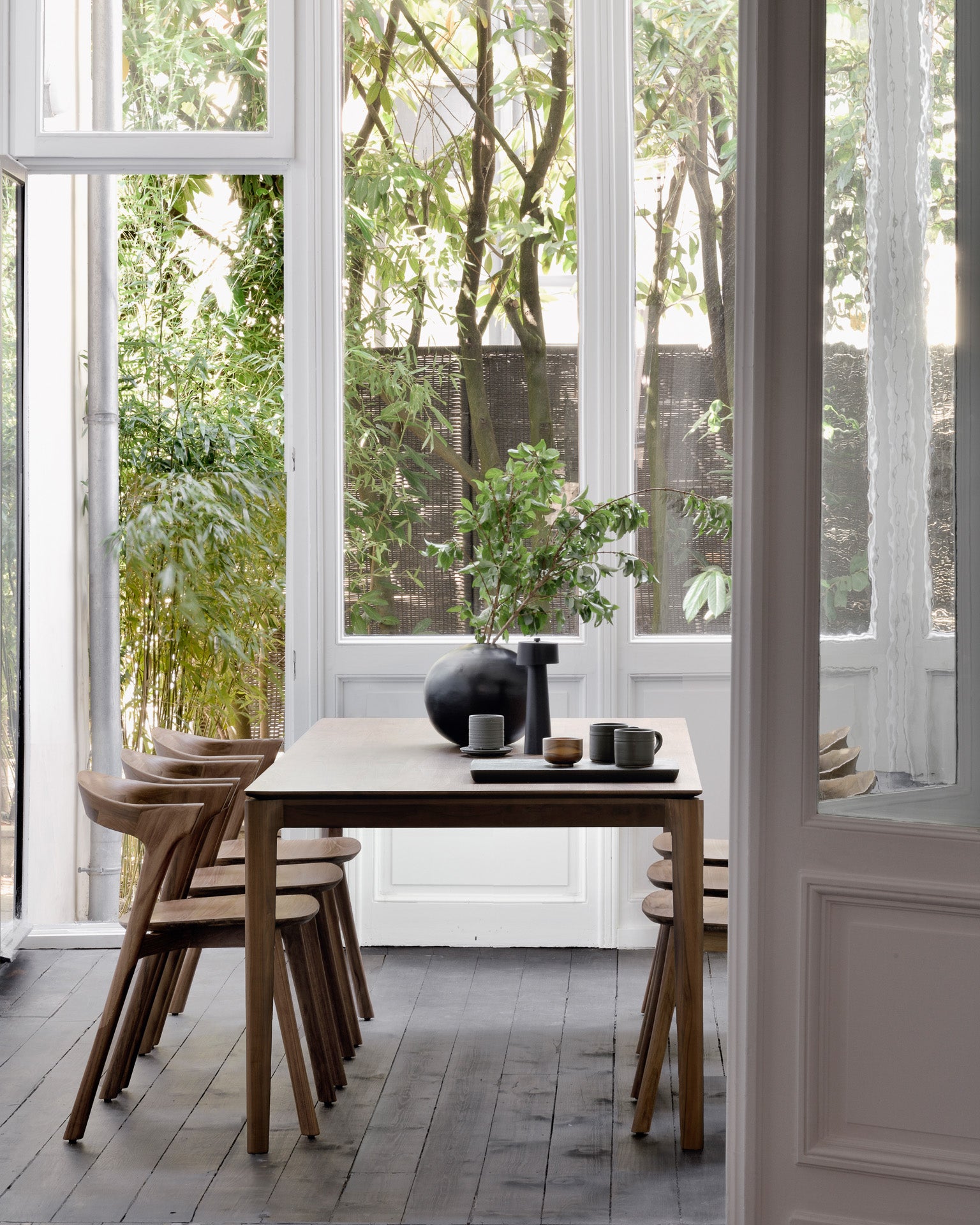 Bok dining table - varnished teak - brown - rectangular